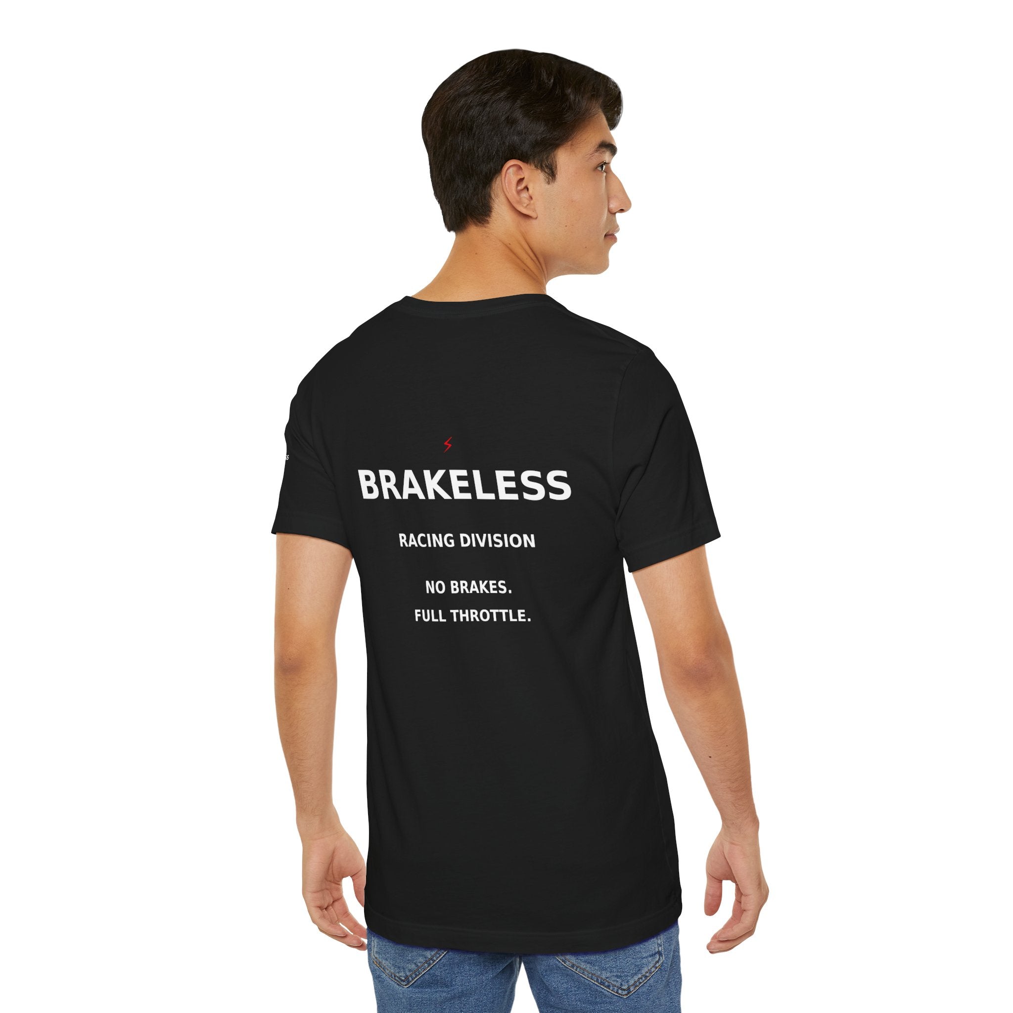 Brakeless Racing Division T‑Shirt — 'No Brakes. Full Throttle.' Graphic Tee