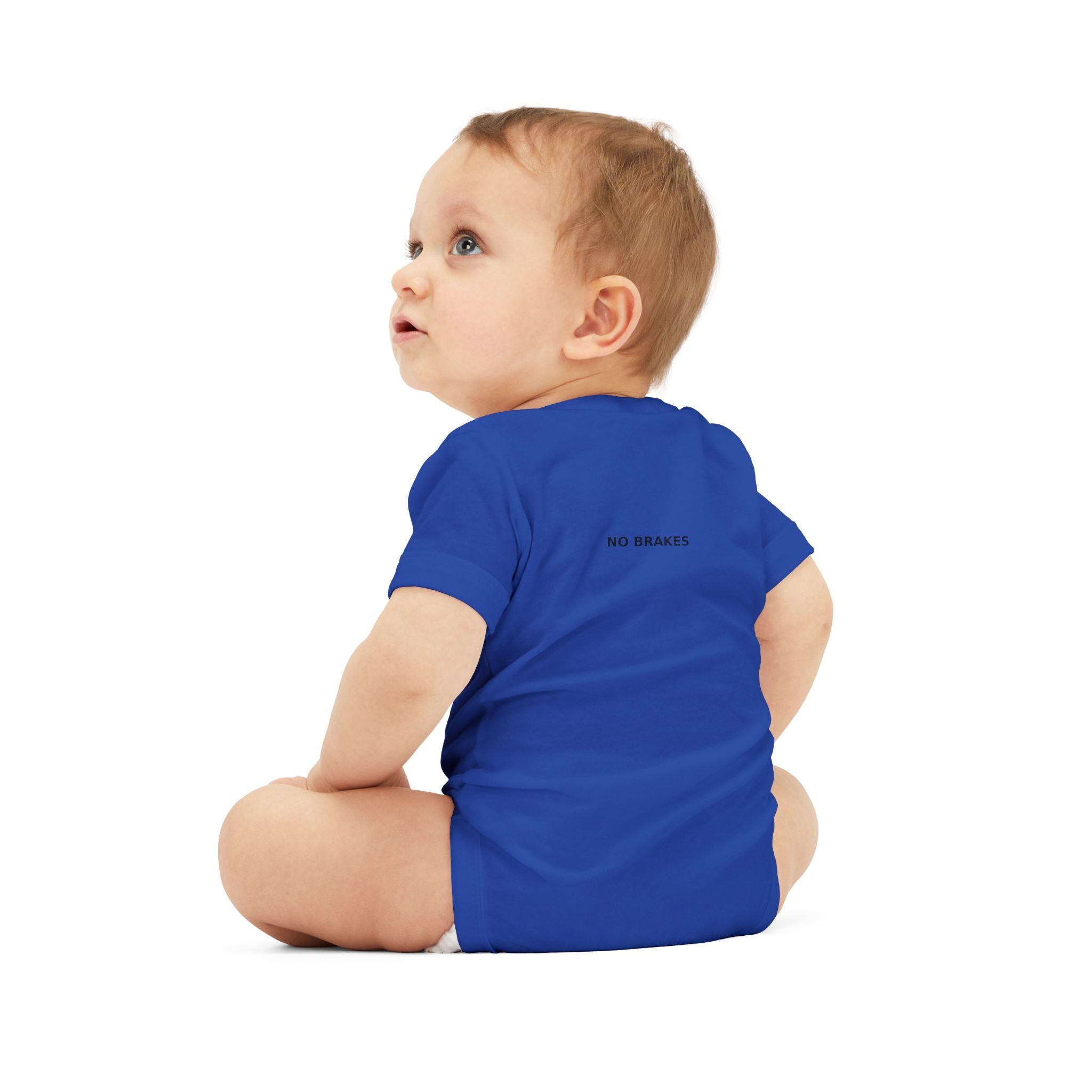 Infant One-Piece Bodysuit — ‘No Brakes’ Retro Motorcycle Chest Graphic