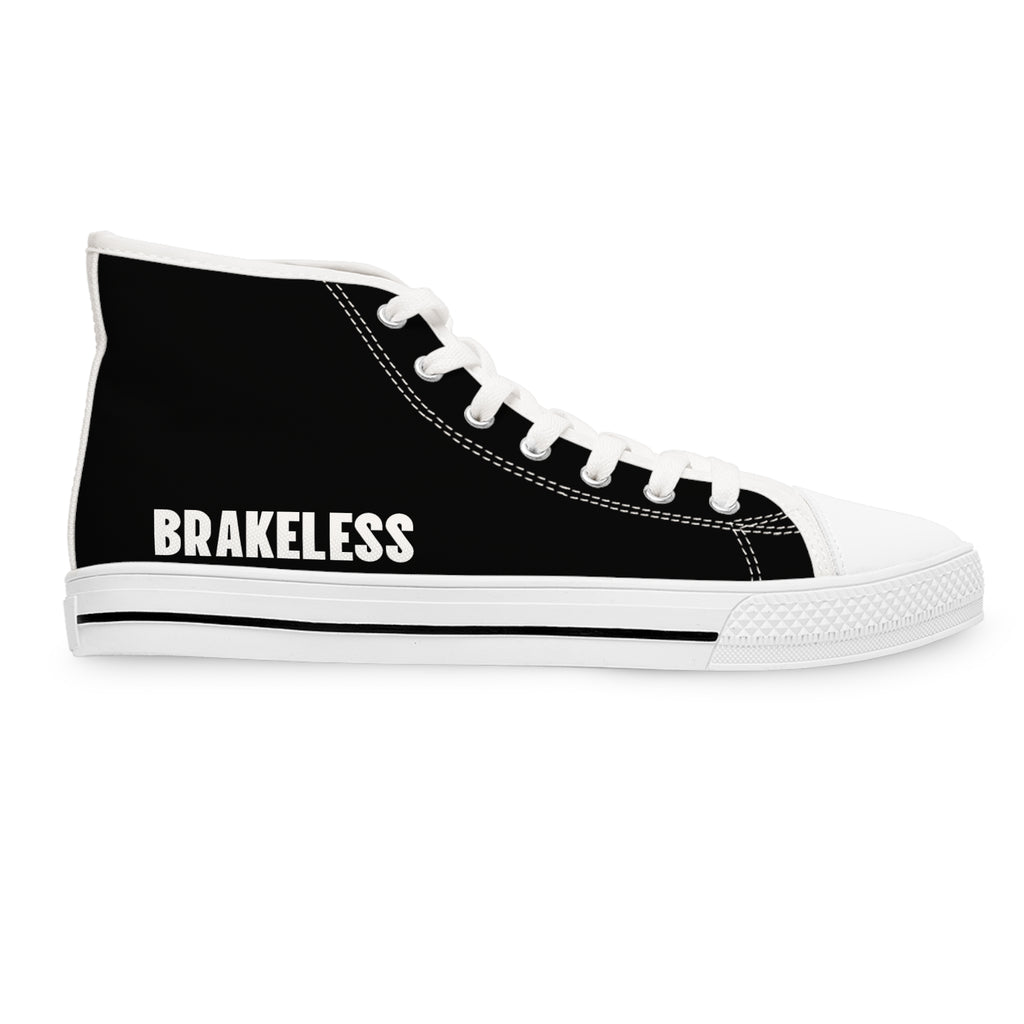 Women's High Top Sneakers — Black 'BRAKELESS' Canvas Casual Shoes