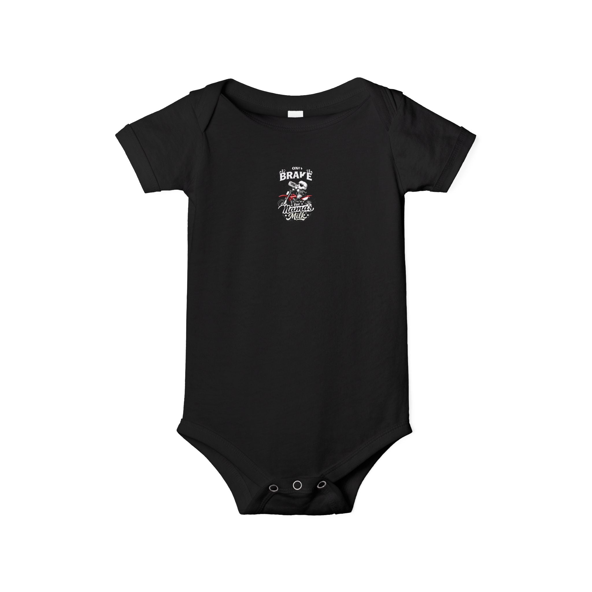 Infant One-Piece Bodysuit — ‘No Brakes’ Retro Motorcycle Chest Graphic