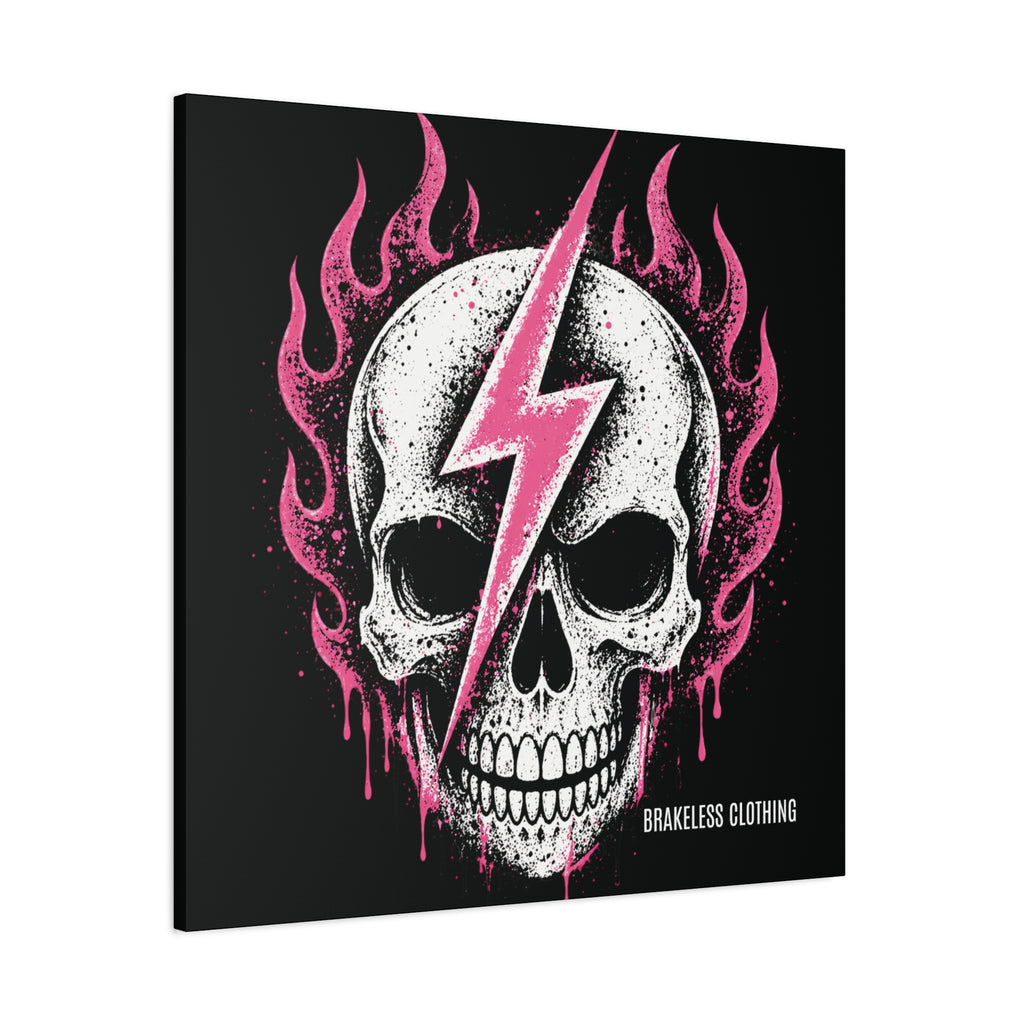 Pink Lightning Skull Canvas - BRAKELESS SEND IT ART