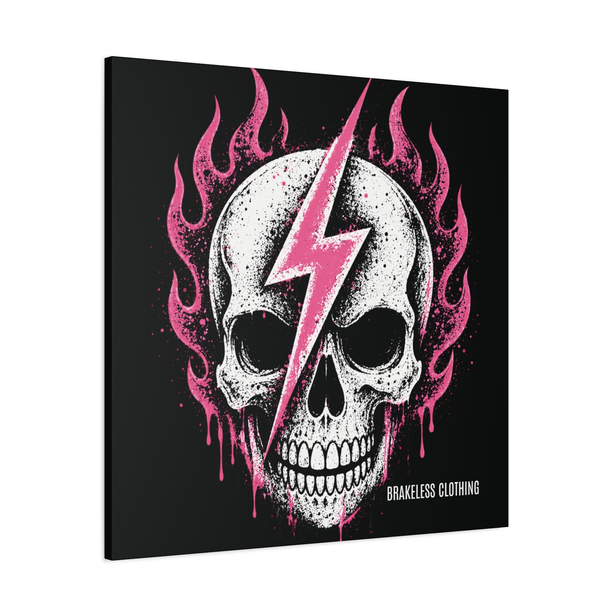 Pink Lightning Skull Canvas - BRAKELESS SEND IT ART