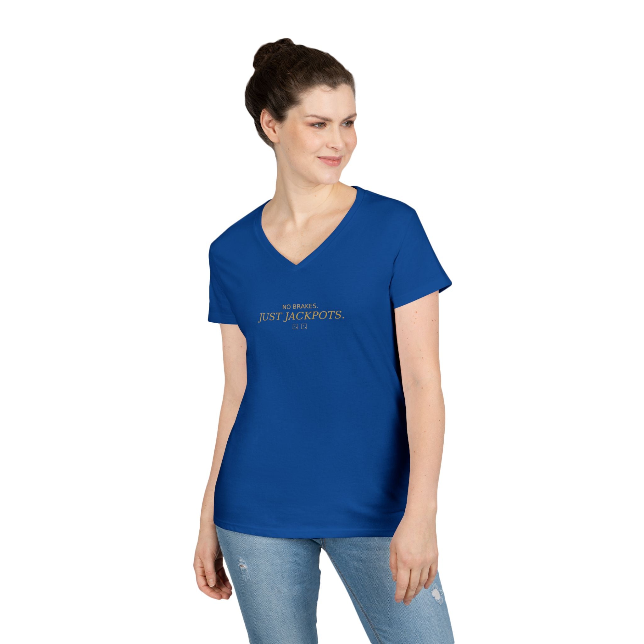 Just Jackpots - Ladies' V-Neck T-Shirt — Minimal Gold