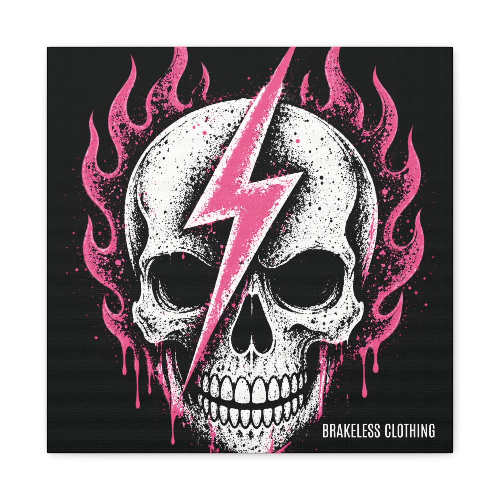 Pink Lightning Skull Canvas - BRAKELESS SEND IT ART
