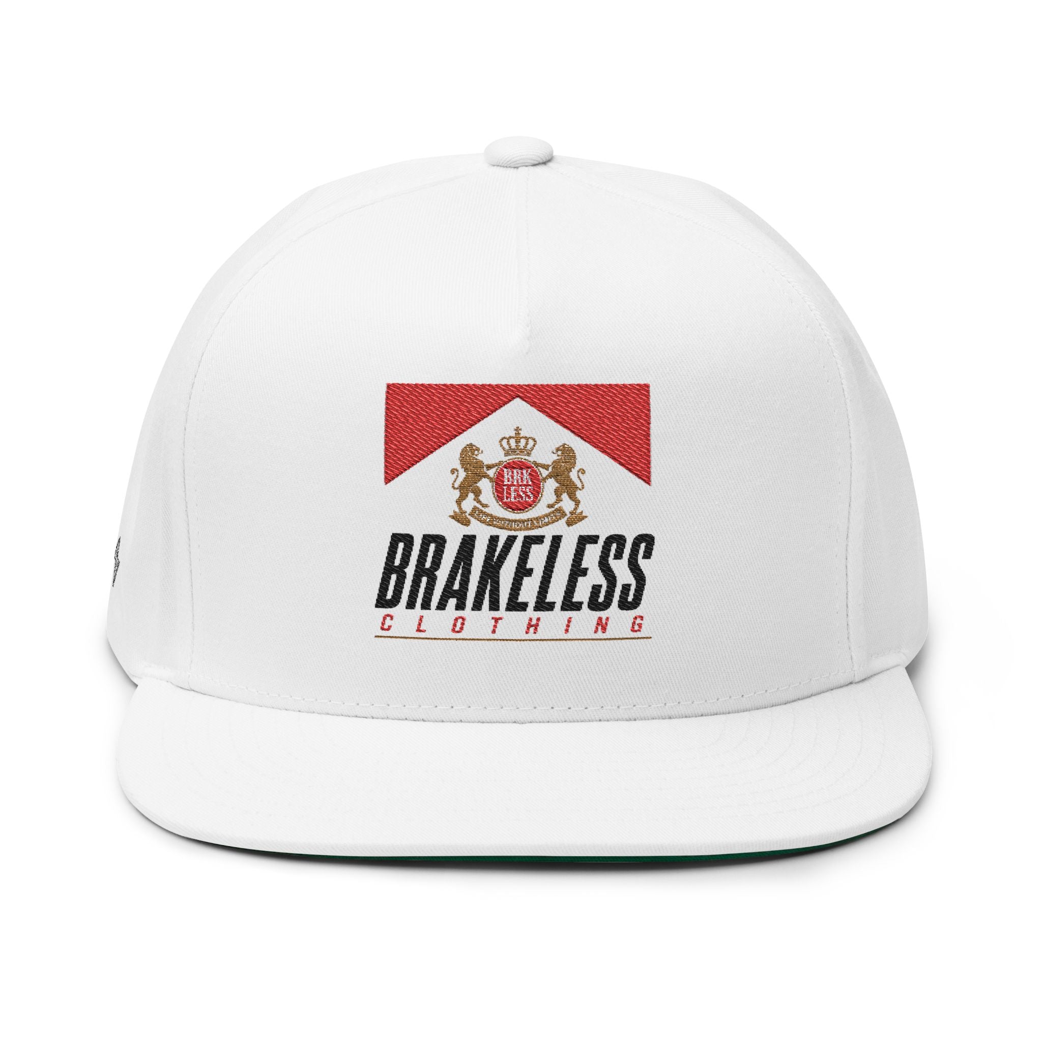 Embroidered Flat Bill Cap — Brakeless Clothing Crest Snapback