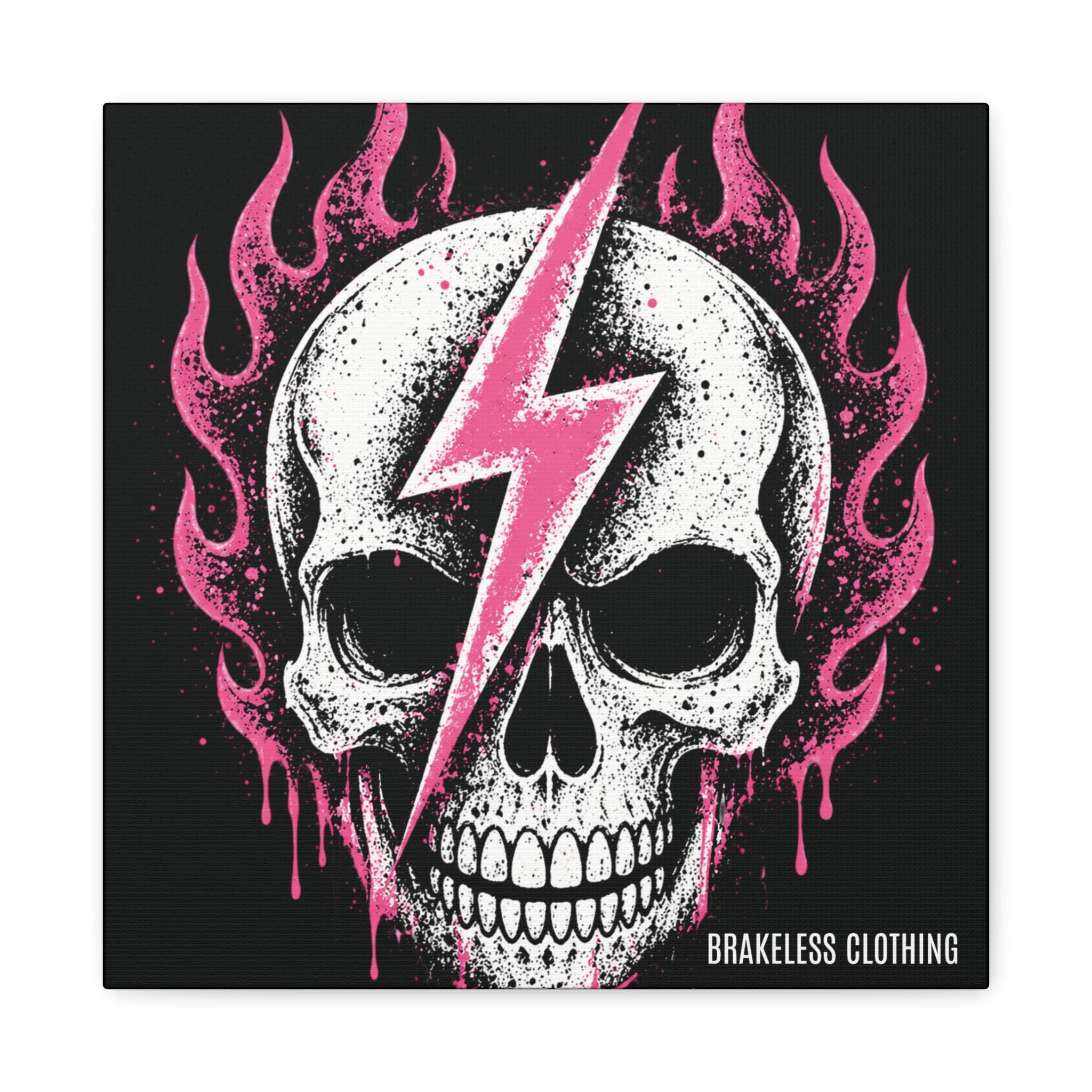 Pink Lightning Skull Canvas - BRAKELESS SEND IT ART