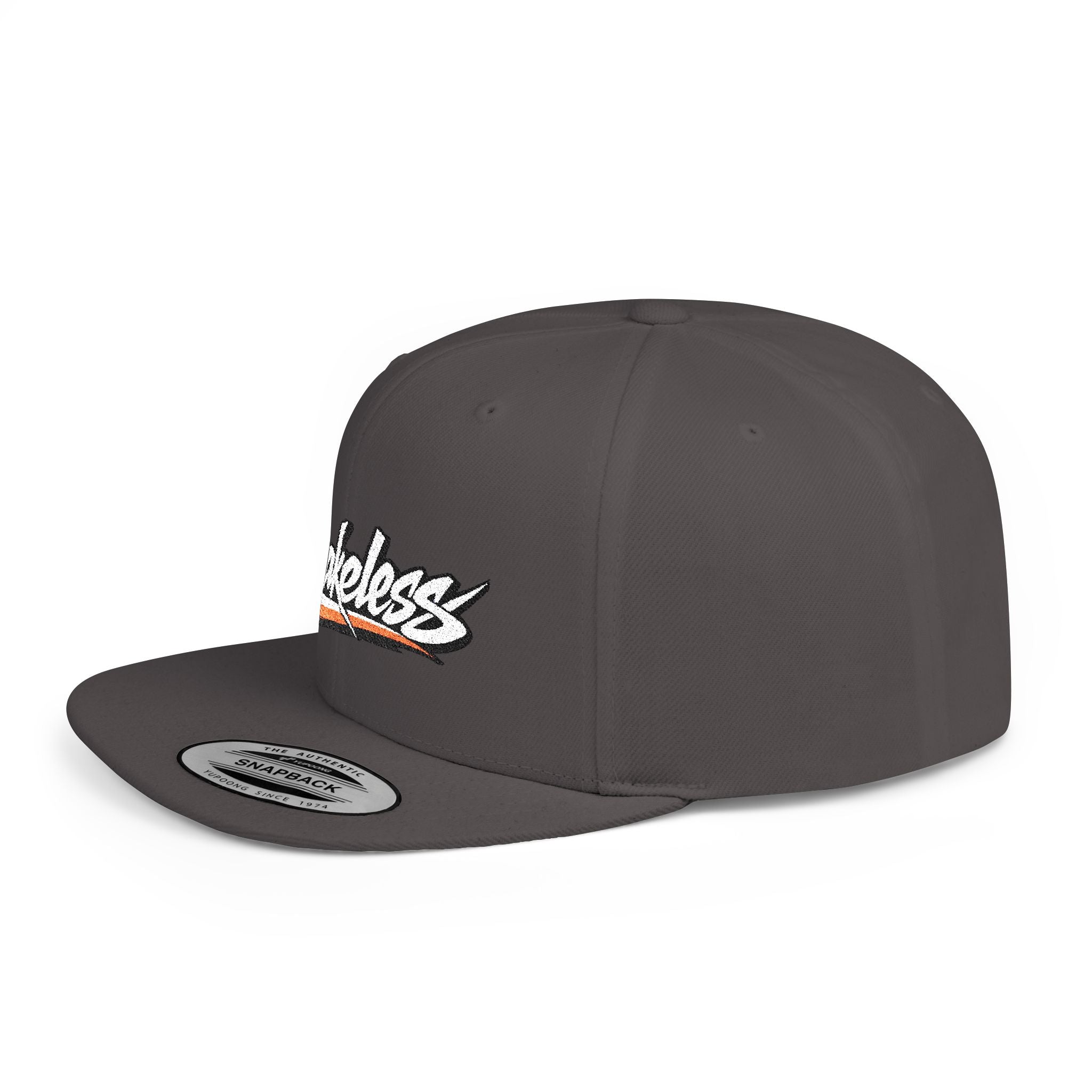 Brakeless Flat Bill Snapback Hat — Streetwear Grey Embroidered Cap