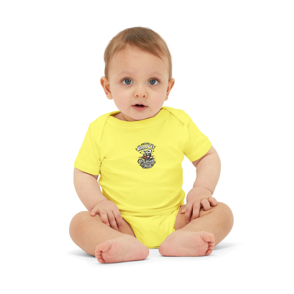 Infant One-Piece Bodysuit — ‘No Brakes’ Retro Motorcycle Chest Graphic