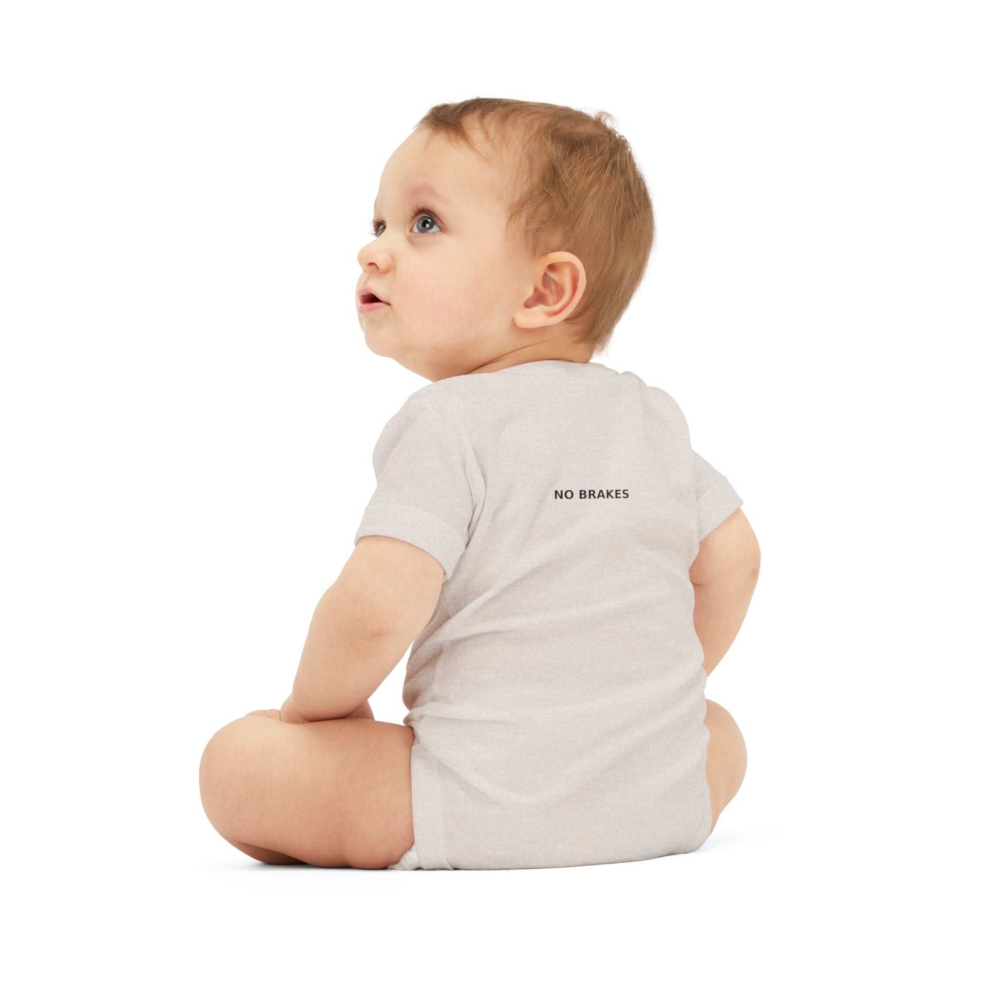Infant One-Piece Bodysuit — ‘No Brakes’ Retro Motorcycle Chest Graphic