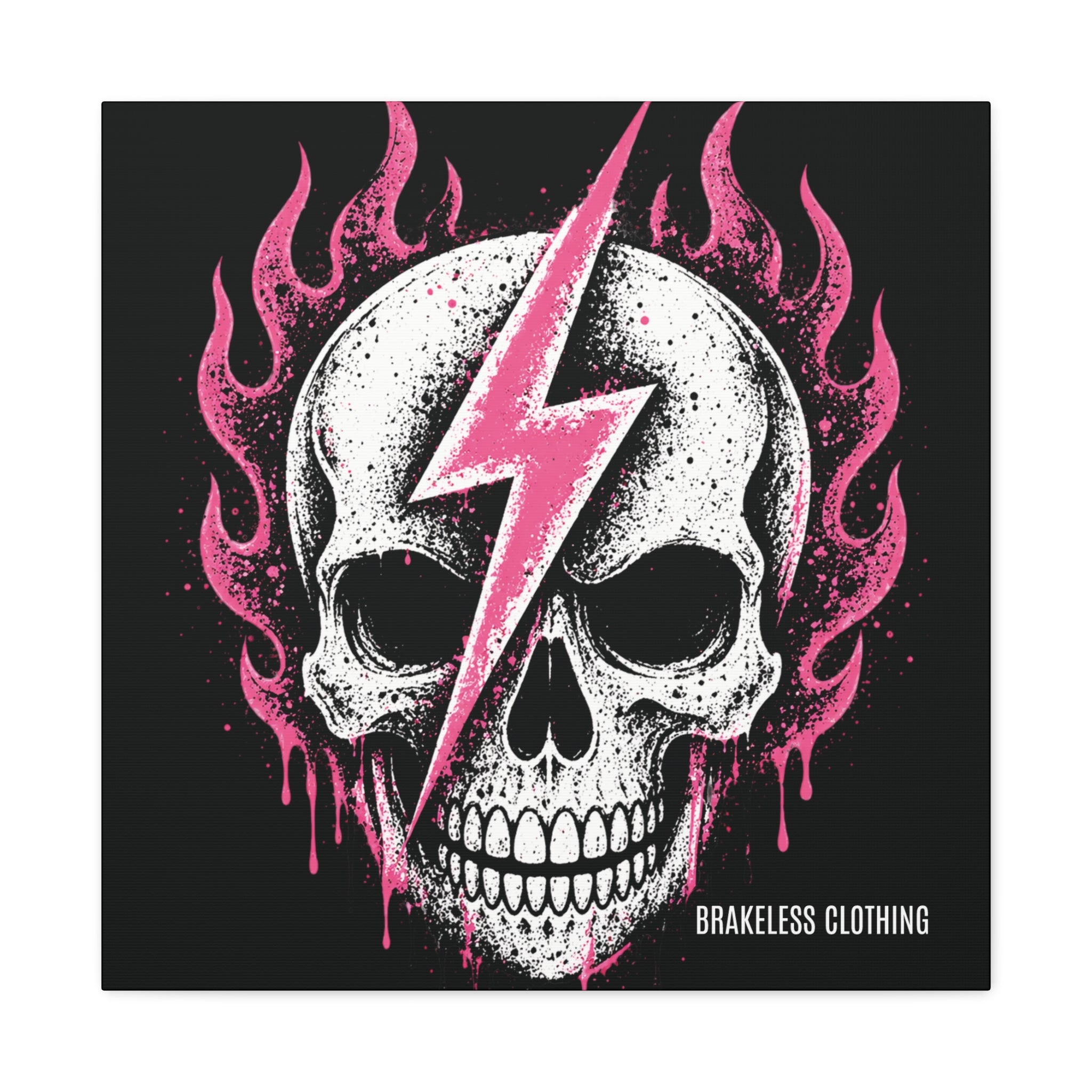 Pink Lightning Skull Canvas - BRAKELESS SEND IT ART