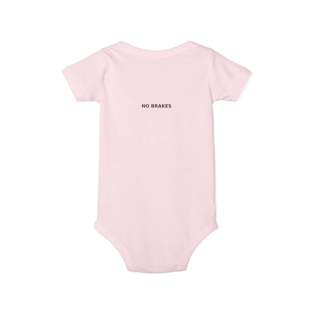 Infant One-Piece Bodysuit — ‘No Brakes’ Retro Motorcycle Chest Graphic