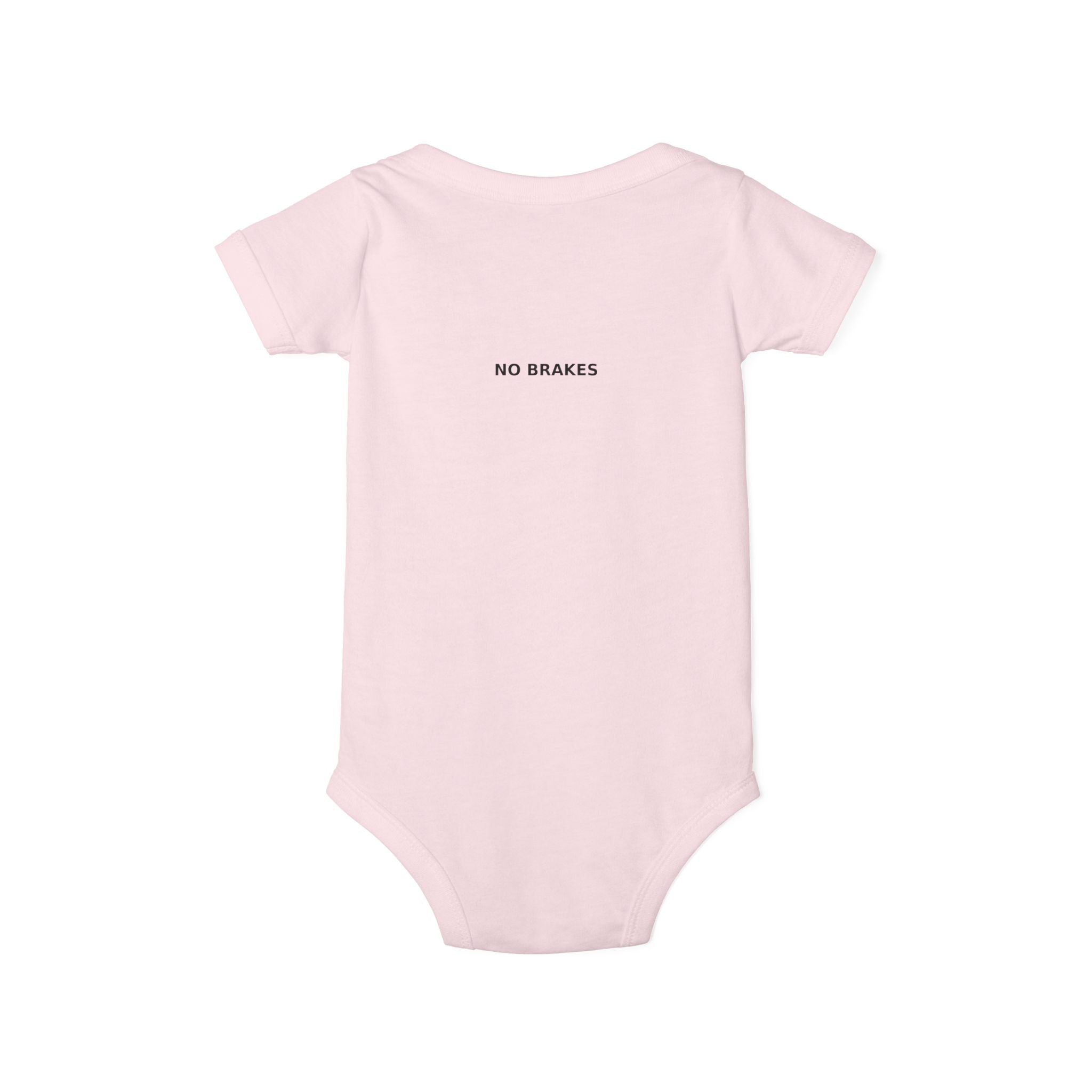 Infant One-Piece Bodysuit — ‘No Brakes’ Retro Motorcycle Chest Graphic