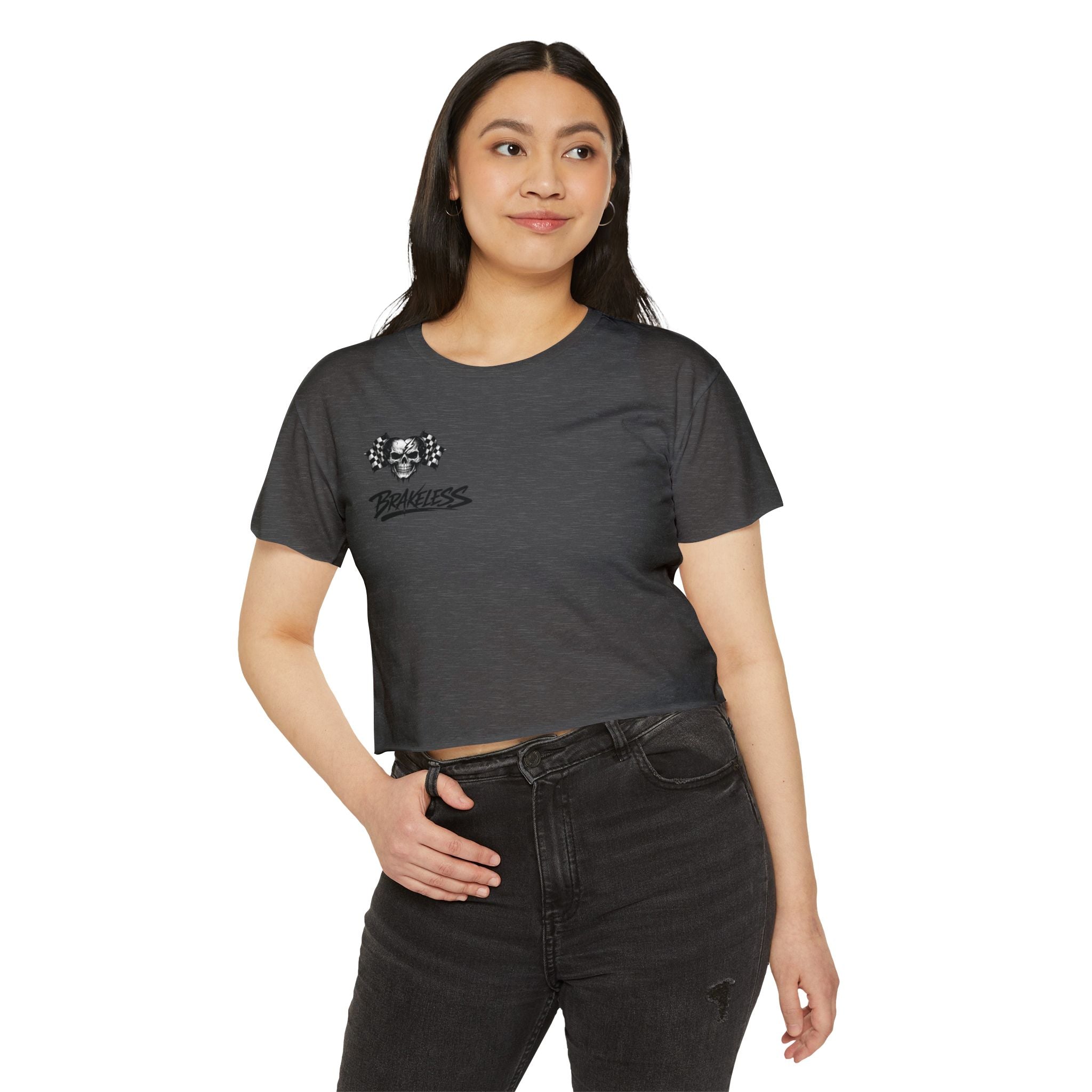 MOTO Crop Top — BRAKELESS CLOTHING Skull Motorcycle Logo Women's Graphic Top