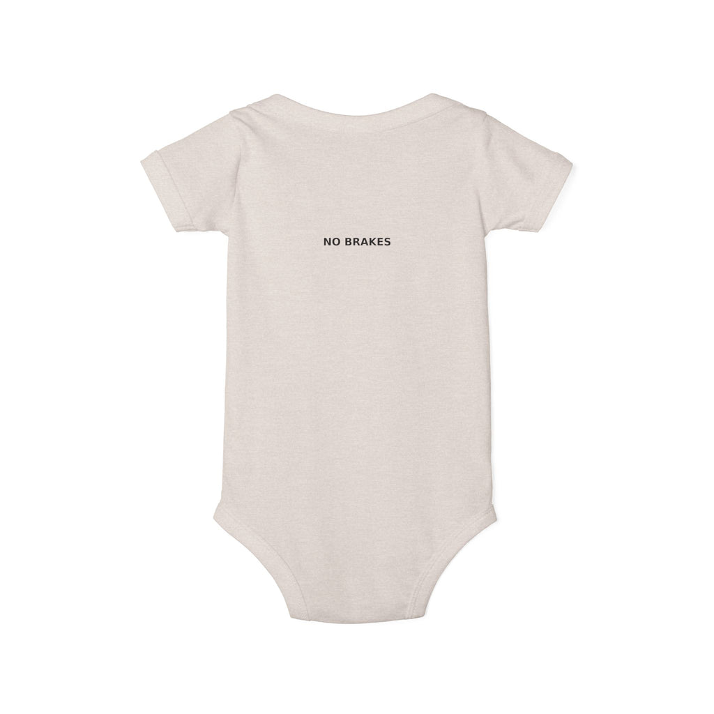 Infant One-Piece Bodysuit — ‘No Brakes’ Retro Motorcycle Chest Graphic