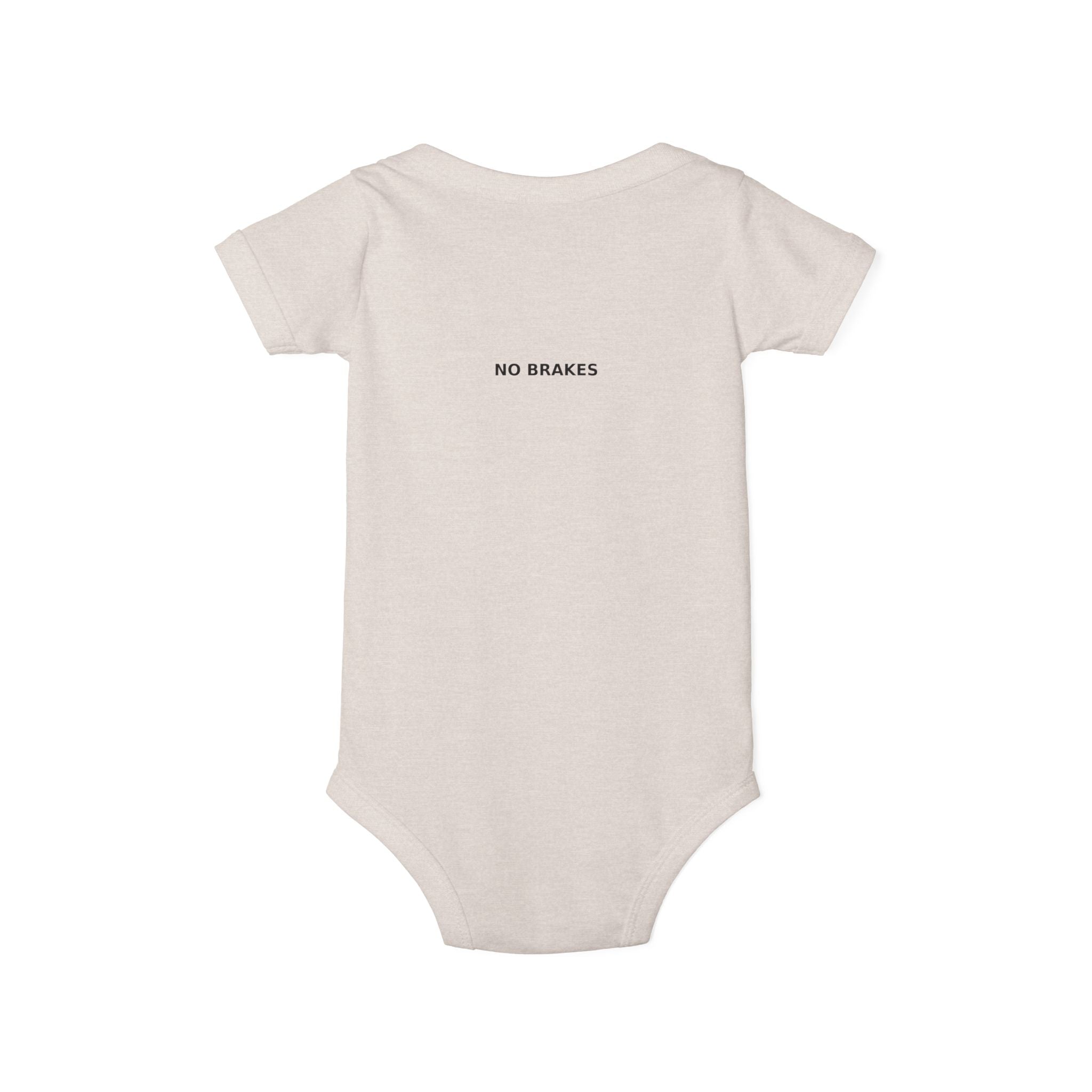 Infant One-Piece Bodysuit — ‘No Brakes’ Retro Motorcycle Chest Graphic