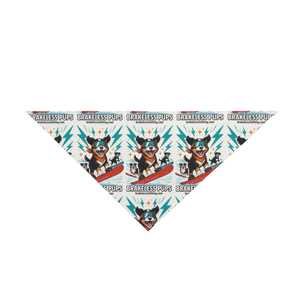 Snowboarding Dog Pet Bandana — 'Brakeless Pups' Winter Adventure Bandana for Dogs