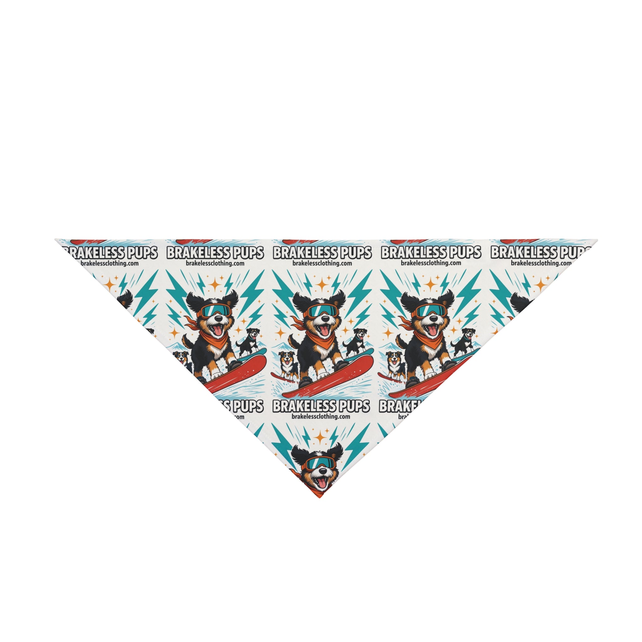 Snowboarding Dog Pet Bandana — 'Brakeless Pups' Winter Adventure Bandana for Dogs