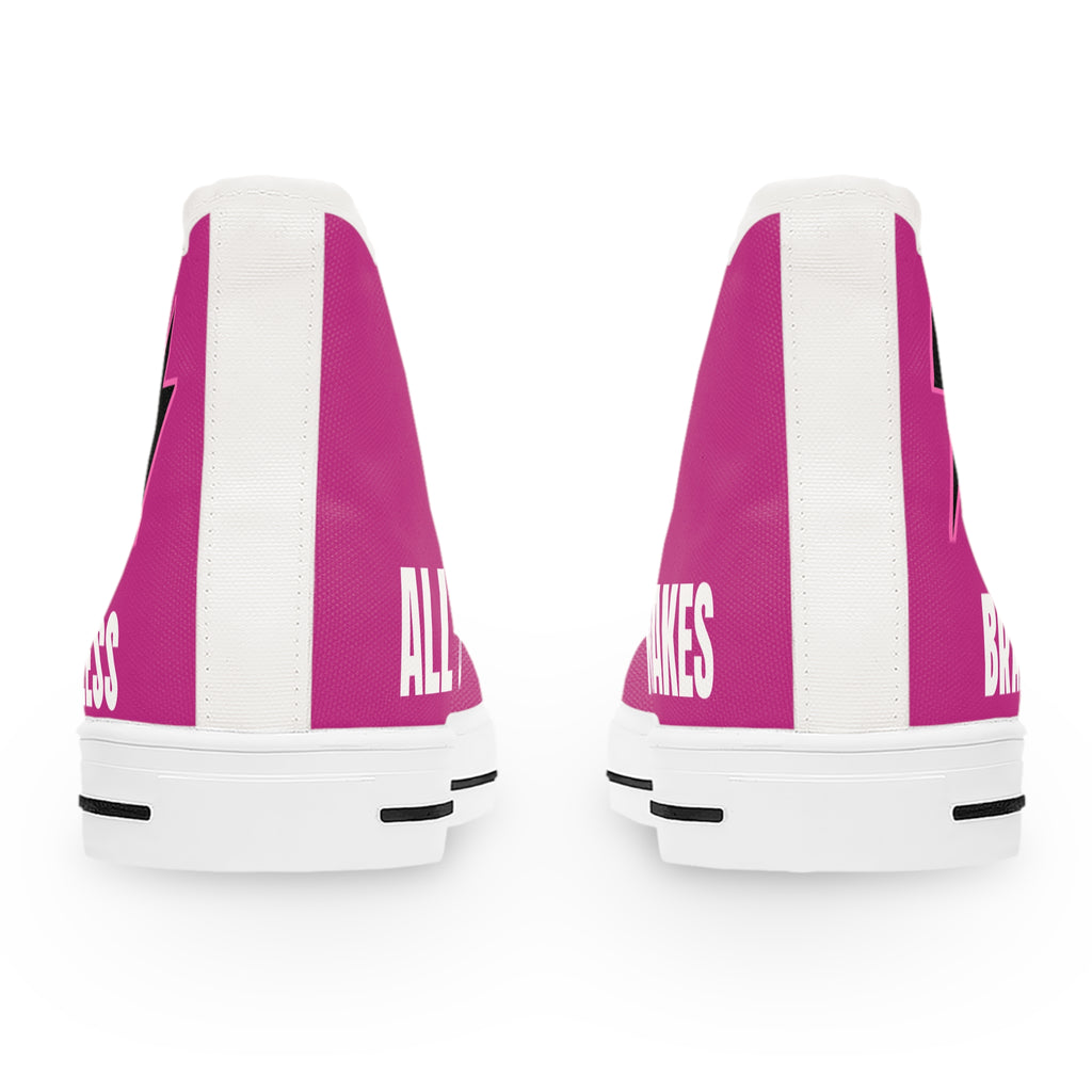Women's High Top Sneakers — Black 'BRAKELESS' Canvas Casual Shoes