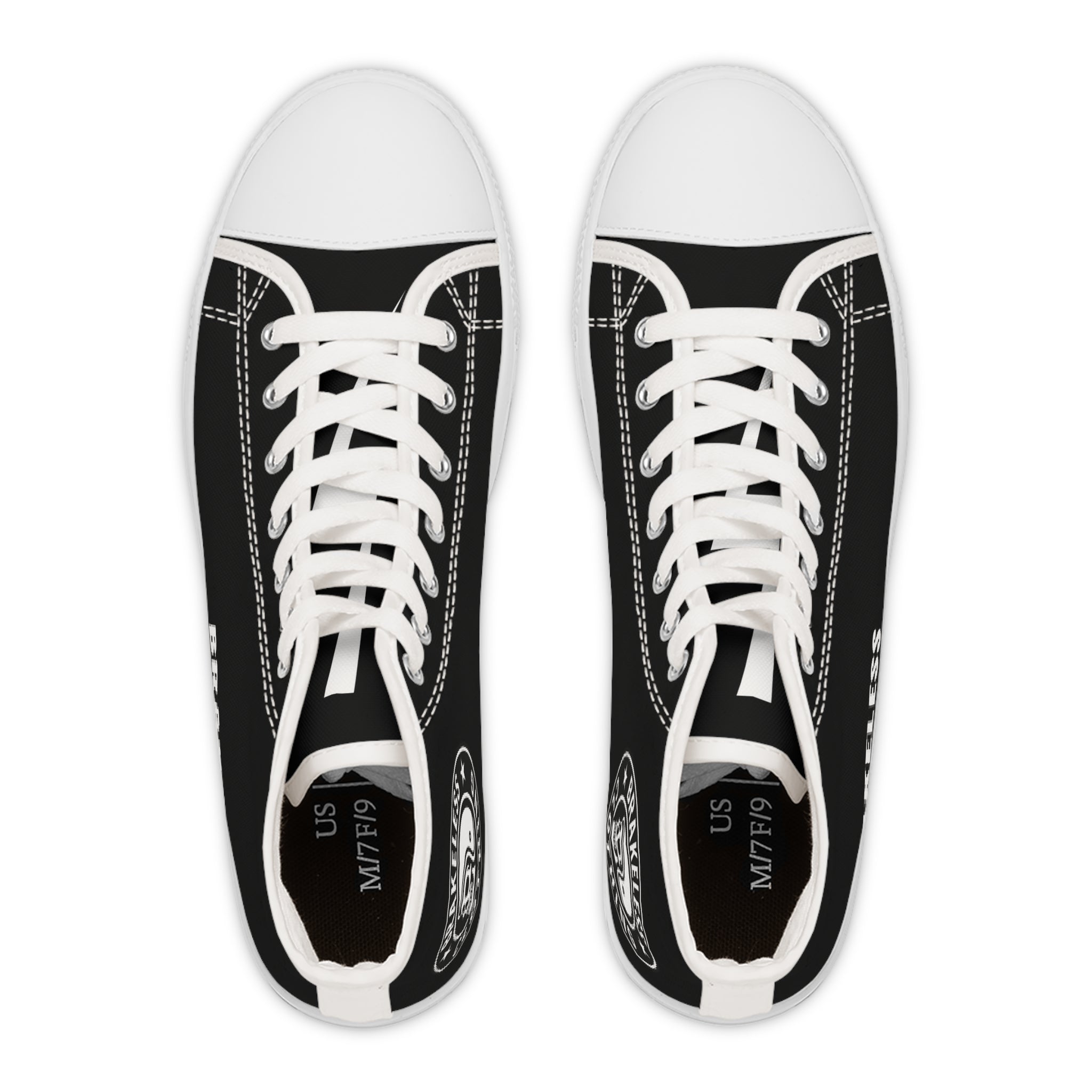 Women's High Top Sneakers — Black 'BRAKELESS' Canvas Casual Shoes