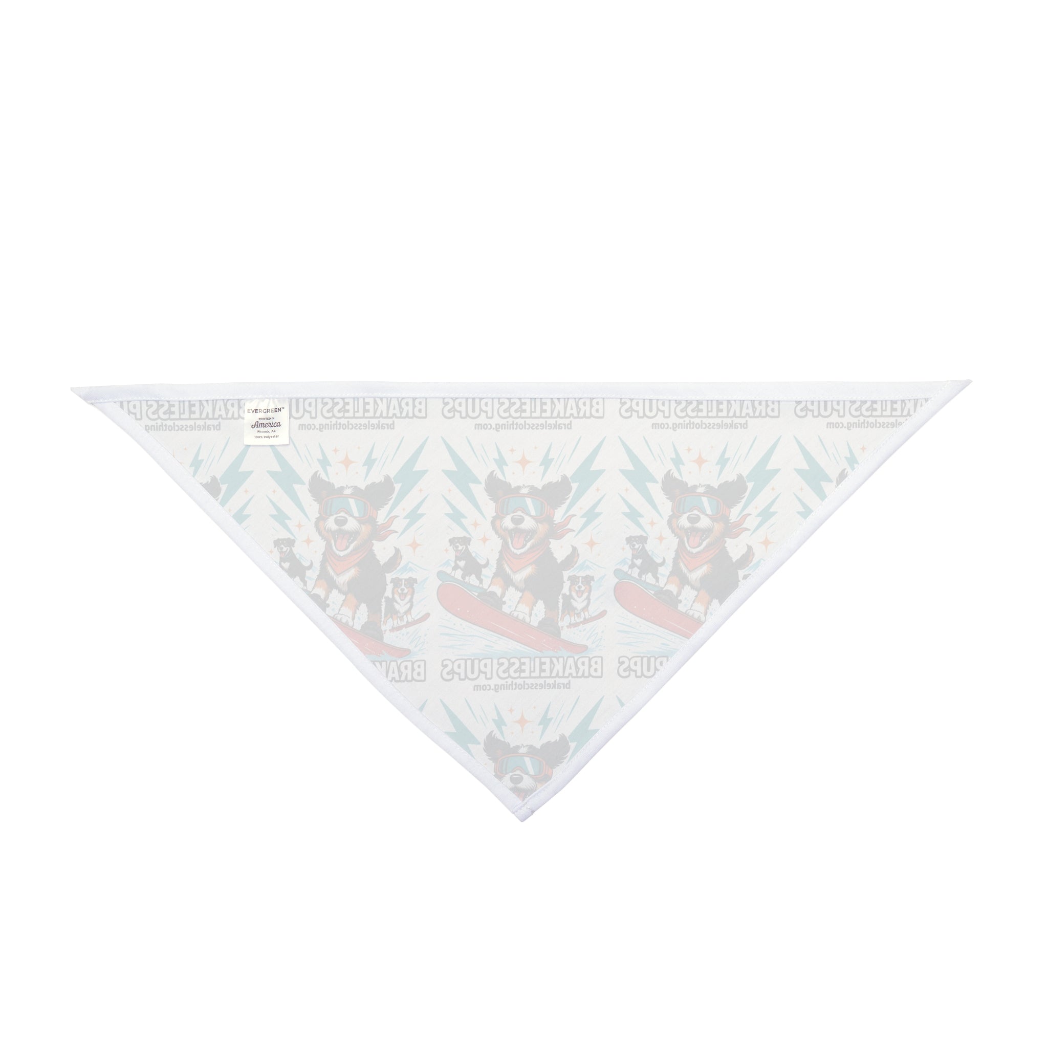 Snowboarding Dog Pet Bandana — 'Brakeless Pups' Winter Adventure Bandana for Dogs