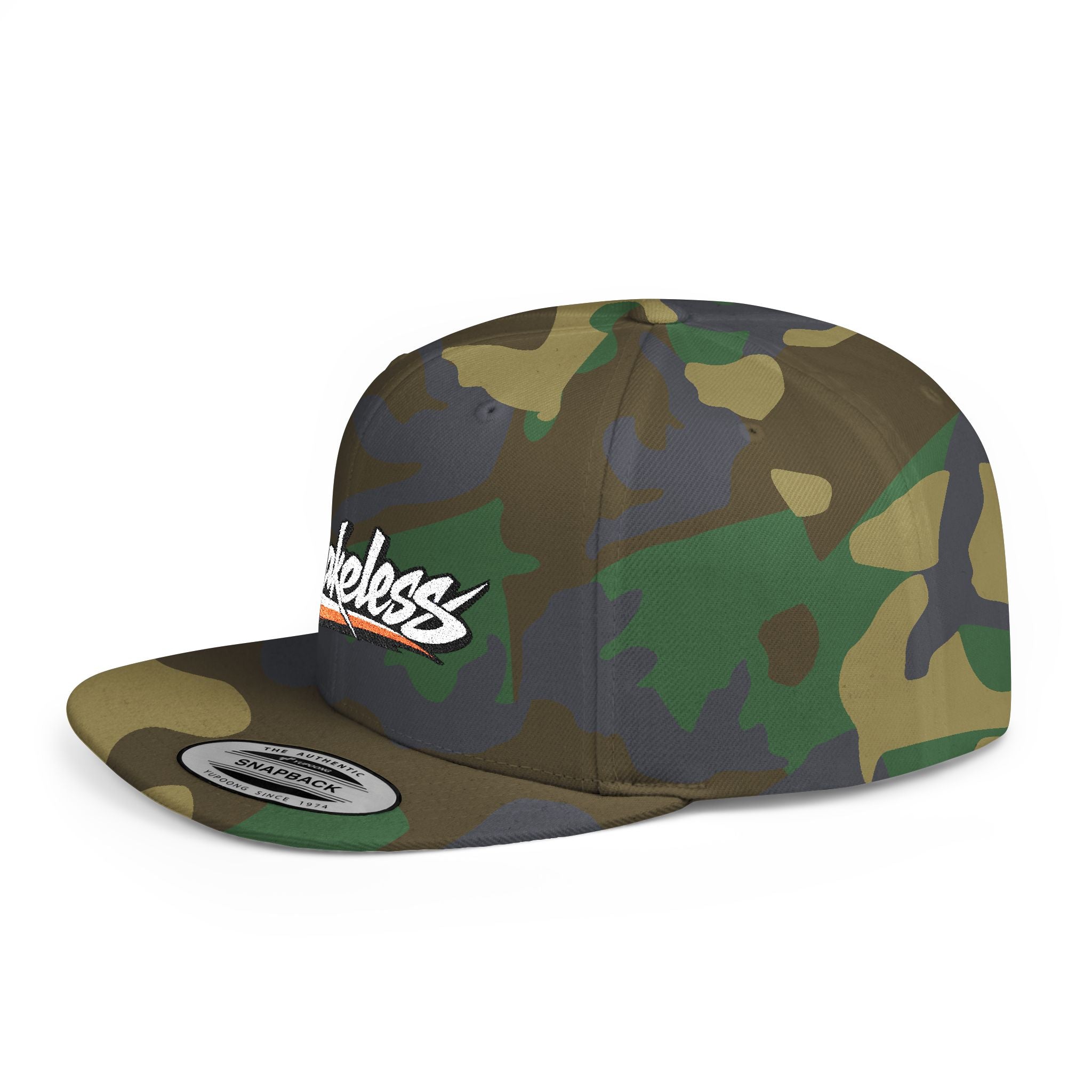Brakeless Flat Bill Snapback Hat — Streetwear Grey Embroidered Cap