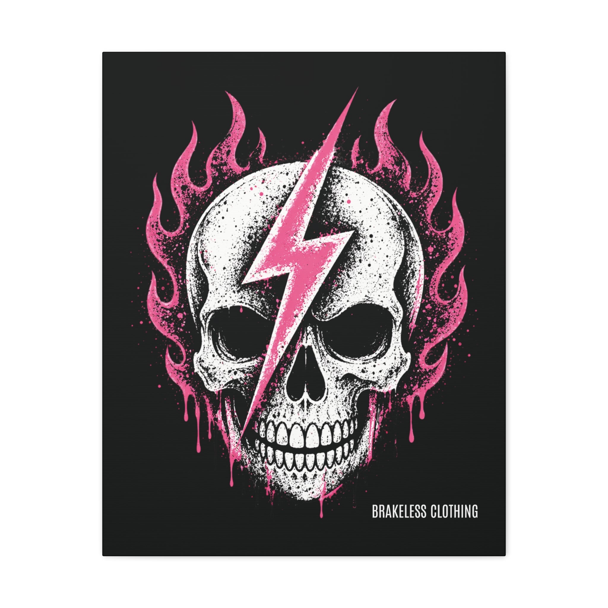 Pink Lightning Skull Canvas - BRAKELESS SEND IT ART