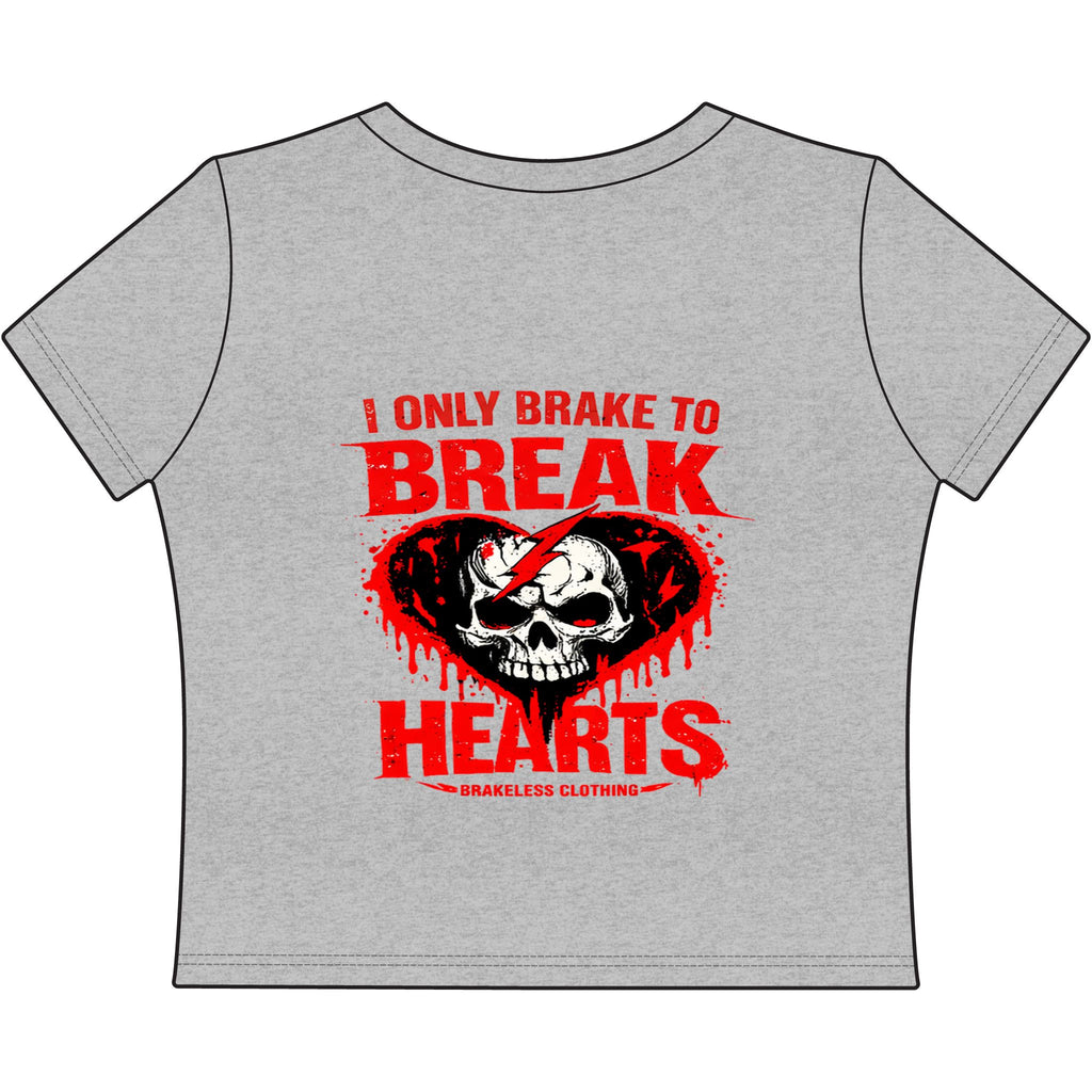 BRAKELESS CLOTHING— "I Only Brake to Break Hearts" Skull Graphic Crop Top