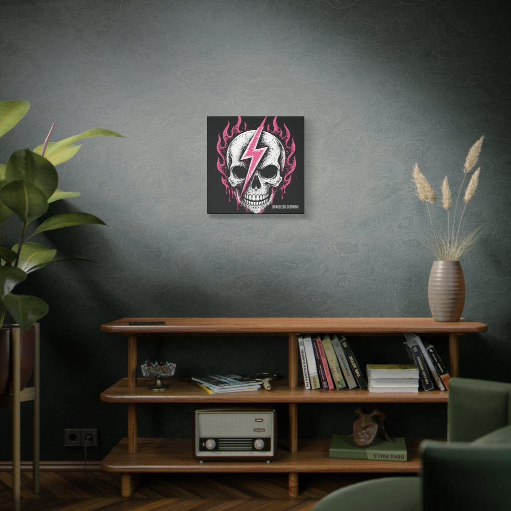 Pink Lightning Skull Canvas - BRAKELESS SEND IT ART