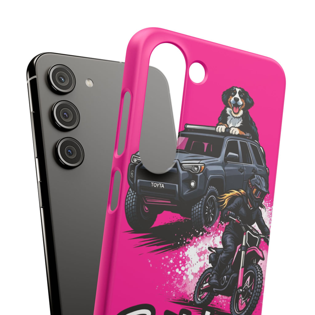 Phone Case — 'Brakeless Clothing' Off‑Road Motorcycle & 4x4 Design (Pink)