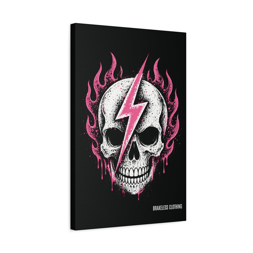 Pink Lightning Skull Canvas - BRAKELESS SEND IT ART