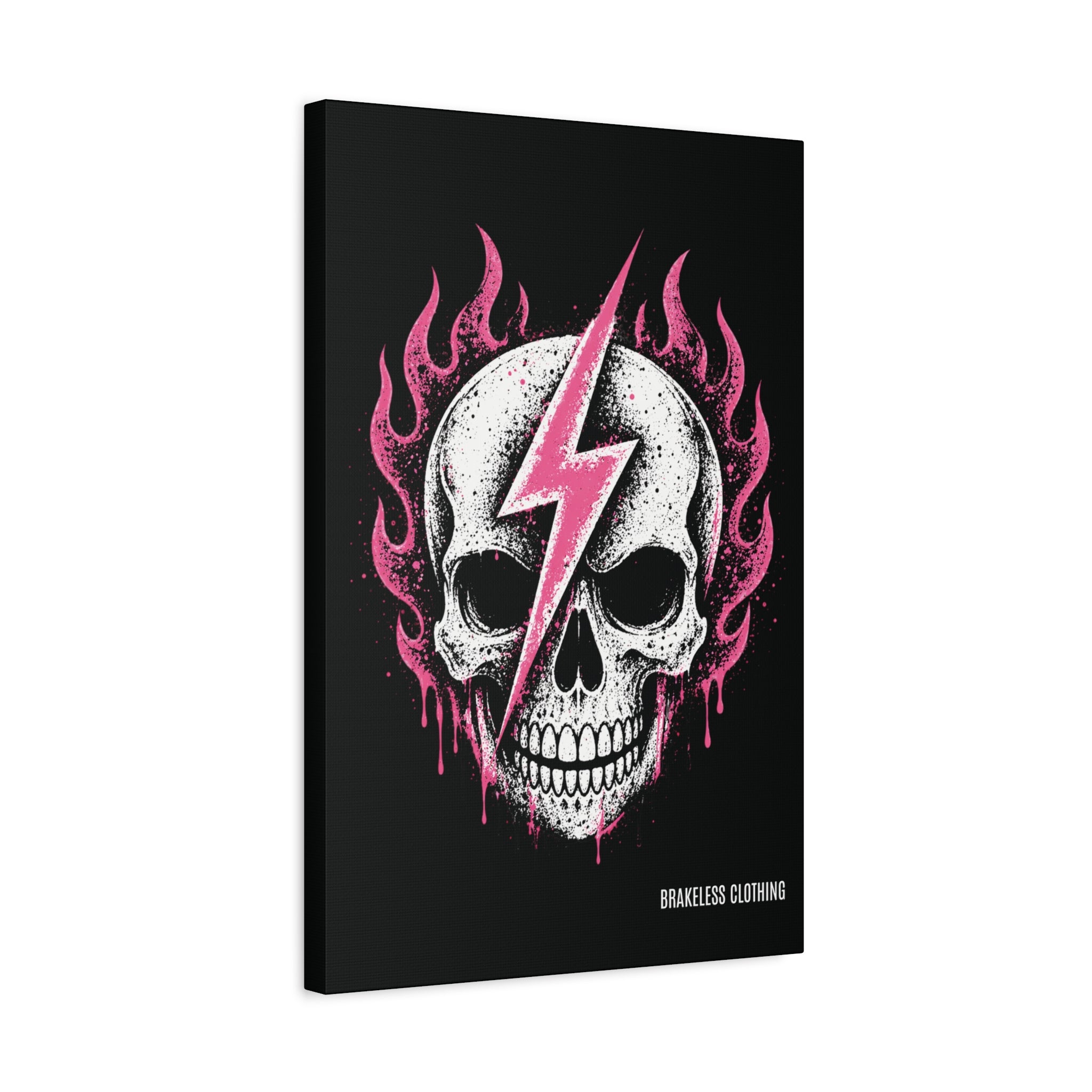 Pink Lightning Skull Canvas - BRAKELESS SEND IT ART