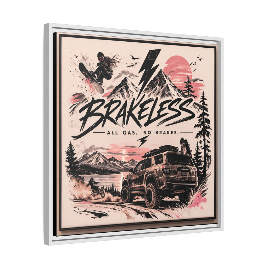 Framed Matte Canvas – "Brakeless: All Gas, No Brakes" Off‑Road Adventure Print