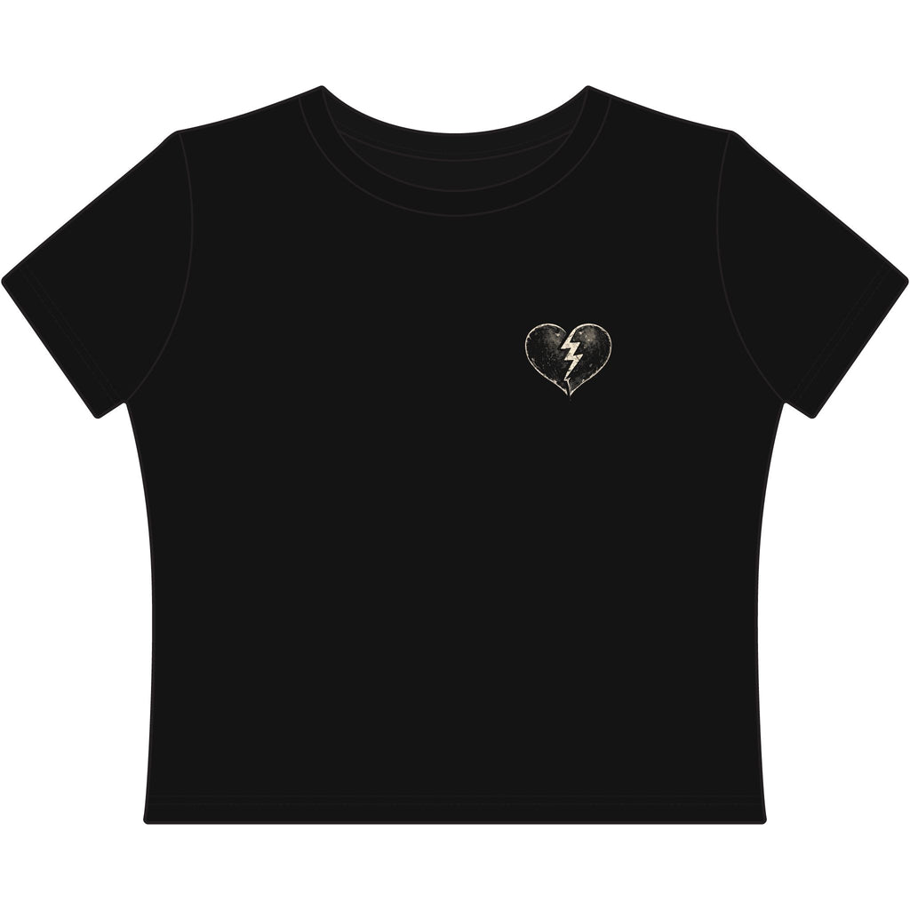 BRAKELESS CLOTHING "Break Hearts Club - BLACK HEART" Women's Baby Tee - Crop Top