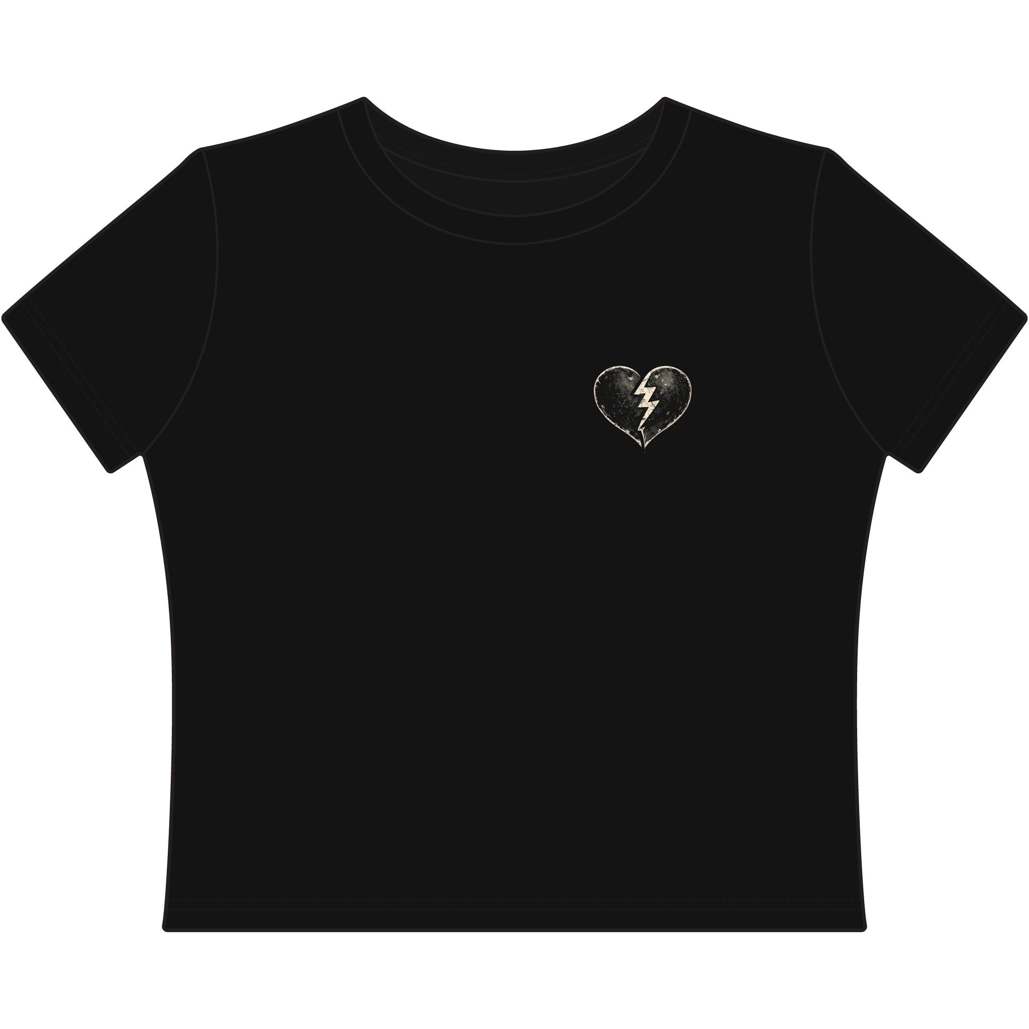 BRAKELESS CLOTHING "Break Hearts Club - BLACK HEART" Women's Baby Tee - Crop Top