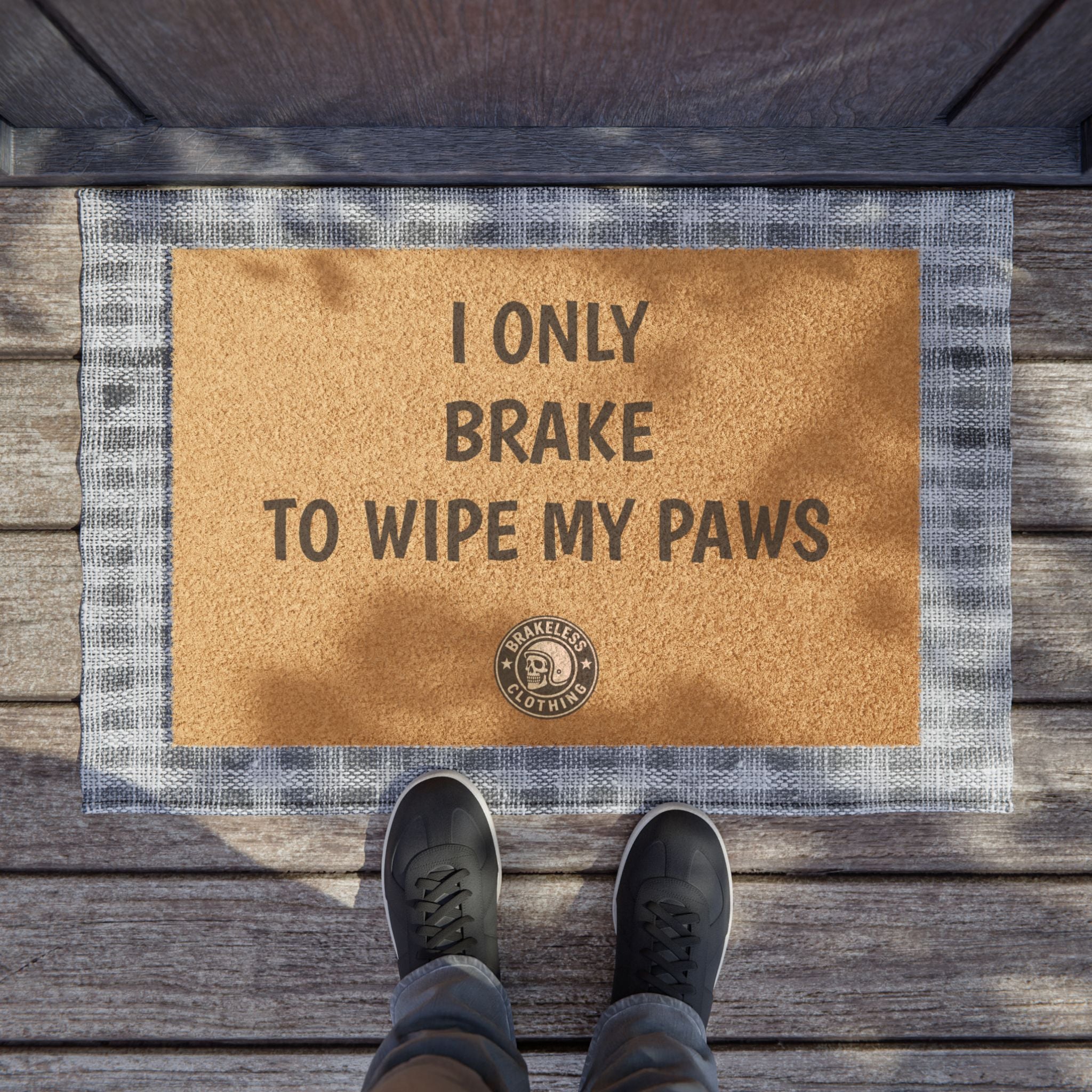 Doormat - "I Only Brake to Wipe My Paws" Funny Dog Lover Welcome Mat