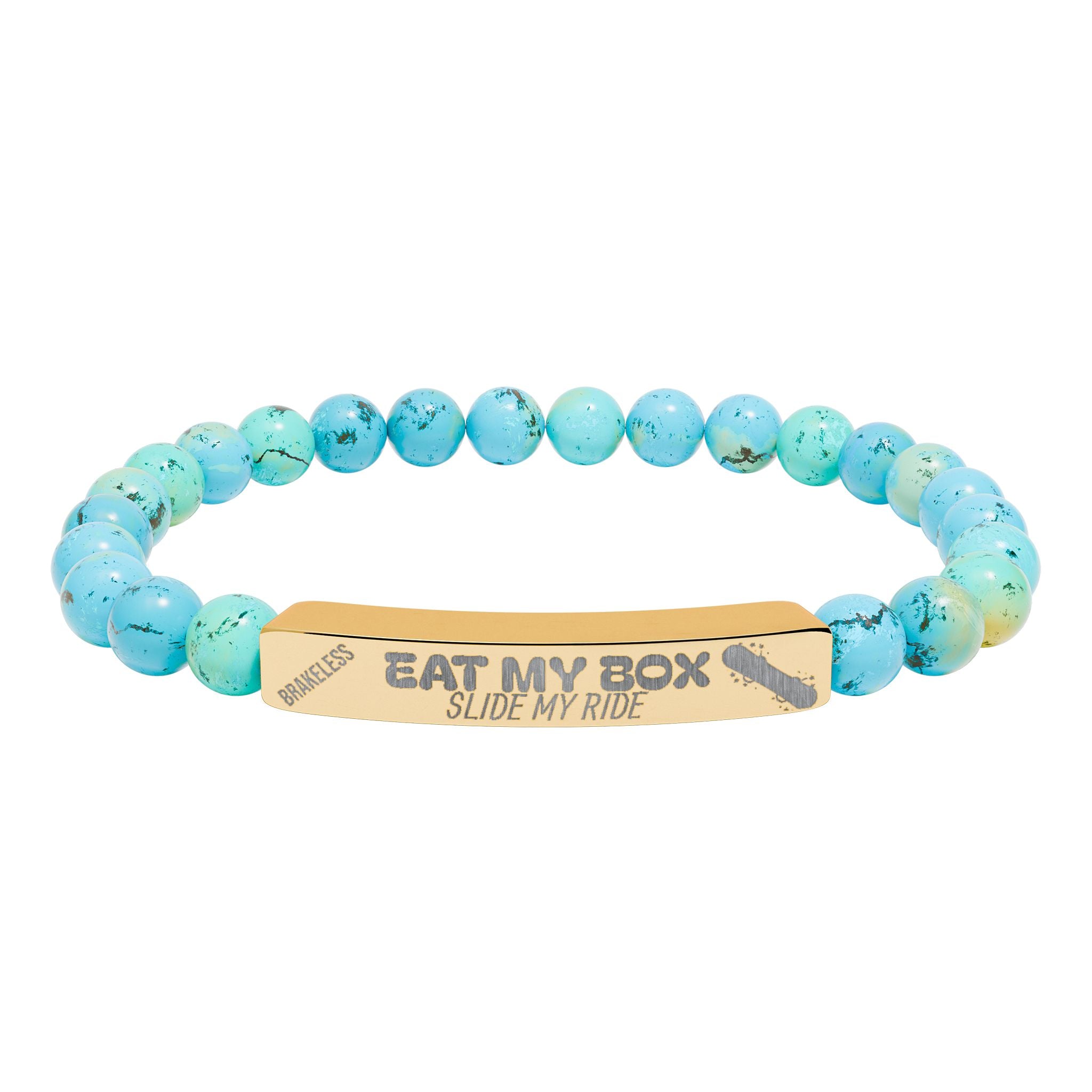 Engraved Natural Stone Stretch Bracelet — "EAT MY BOX" Bar