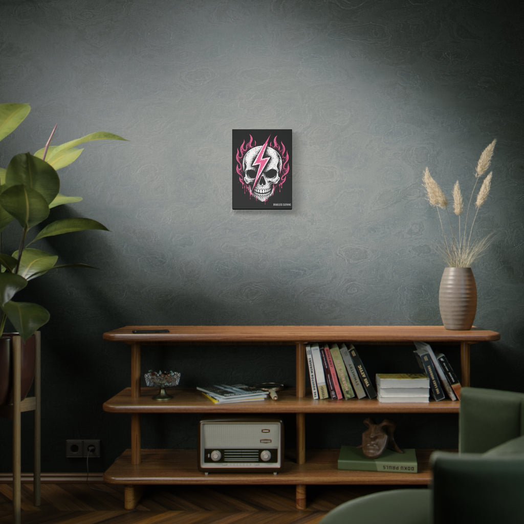 Pink Lightning Skull Canvas - BRAKELESS SEND IT ART