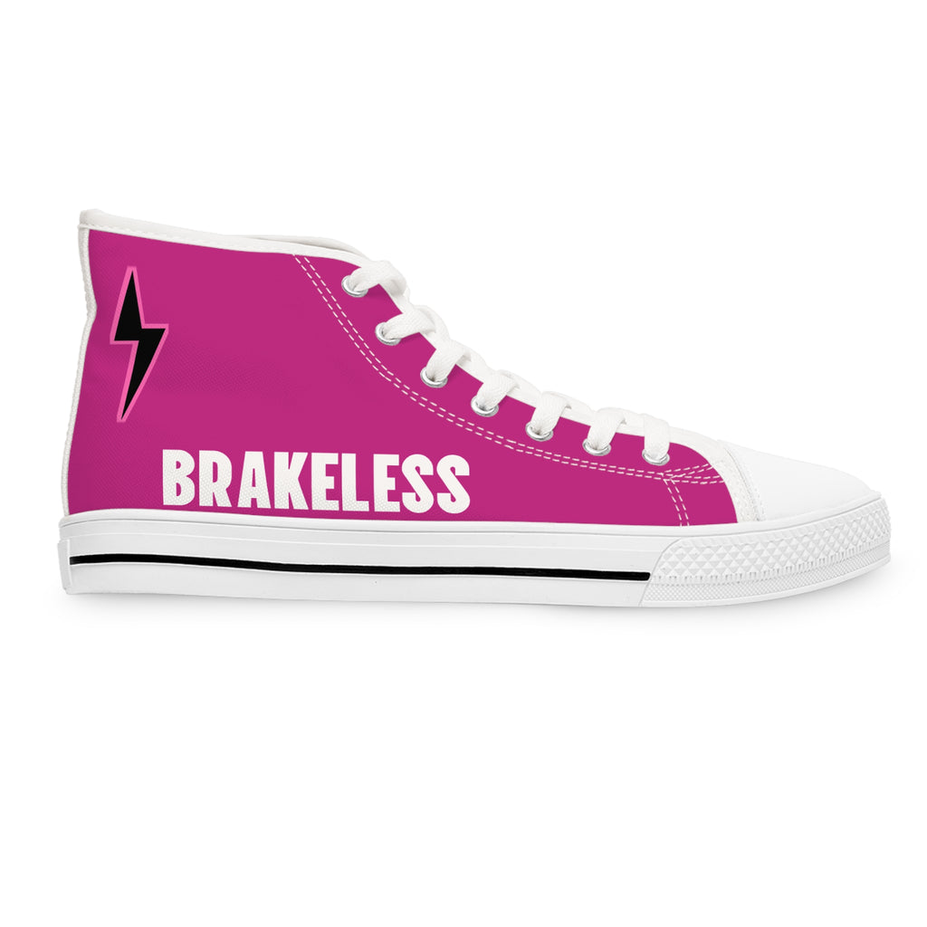 Women's High Top Sneakers — Black 'BRAKELESS' Canvas Casual Shoes