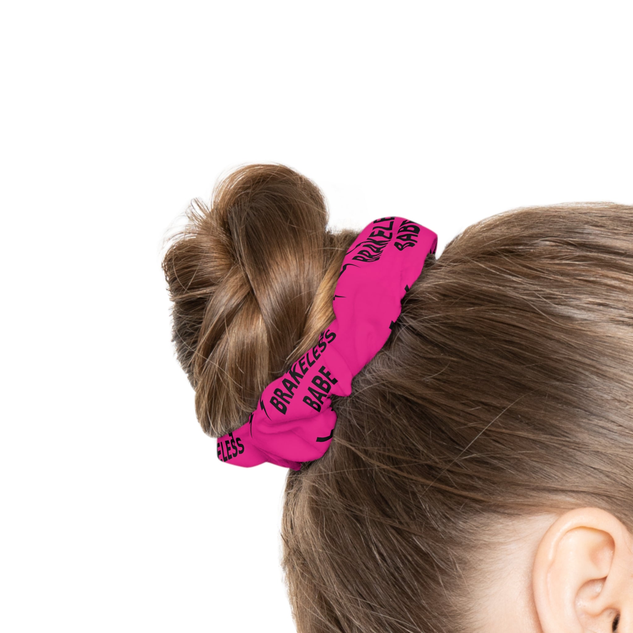 Pink "Brakeless Babe" Lightning Scrunchie — Hair Accessory