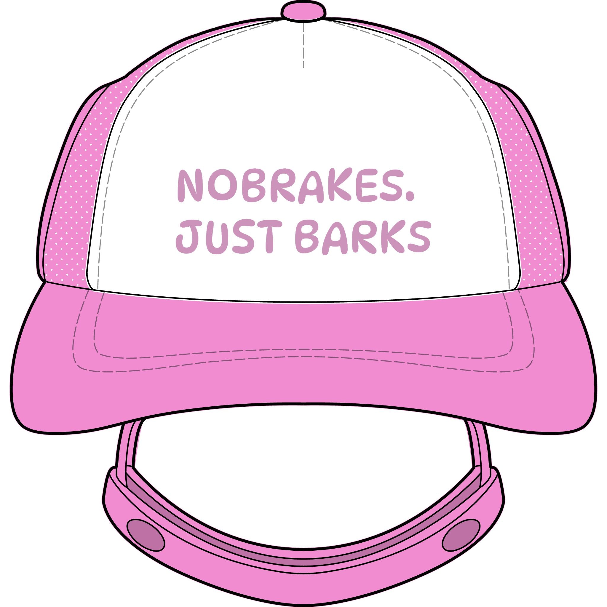 DOG Trucker Hat — “No Brakes. Just Barks.” DOG BRAKELESS CLOTHING HAT