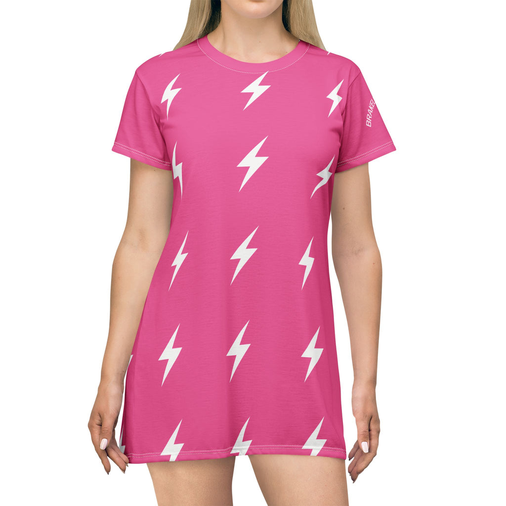 Pink Lightning Bolt T-SHIRT Dress — BRAKELESS CLOTHING ICONIC Dress