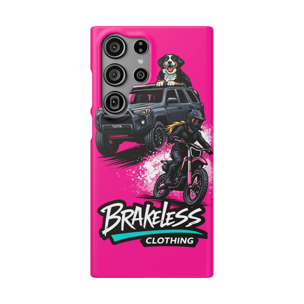 Phone Case — 'Brakeless Clothing' Off‑Road Motorcycle & 4x4 Design (Pink)