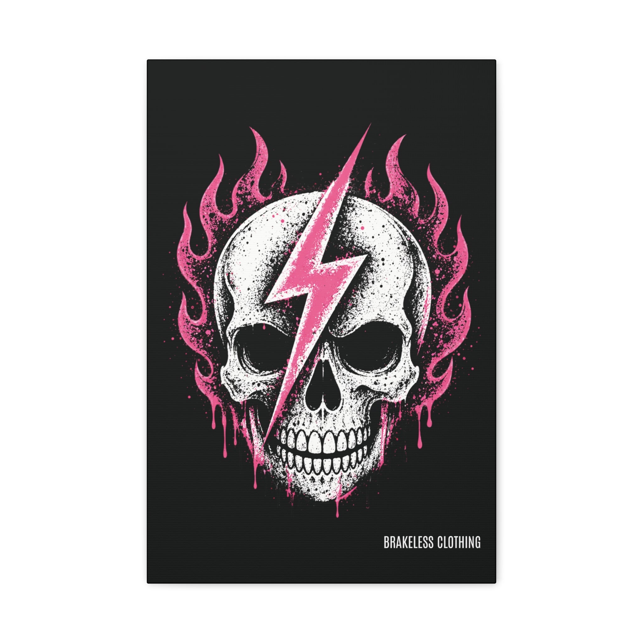 Pink Lightning Skull Canvas - BRAKELESS SEND IT ART