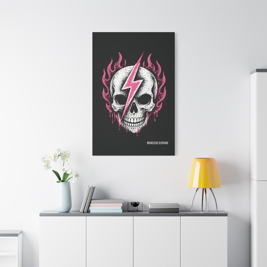 Pink Lightning Skull Canvas - BRAKELESS SEND IT ART
