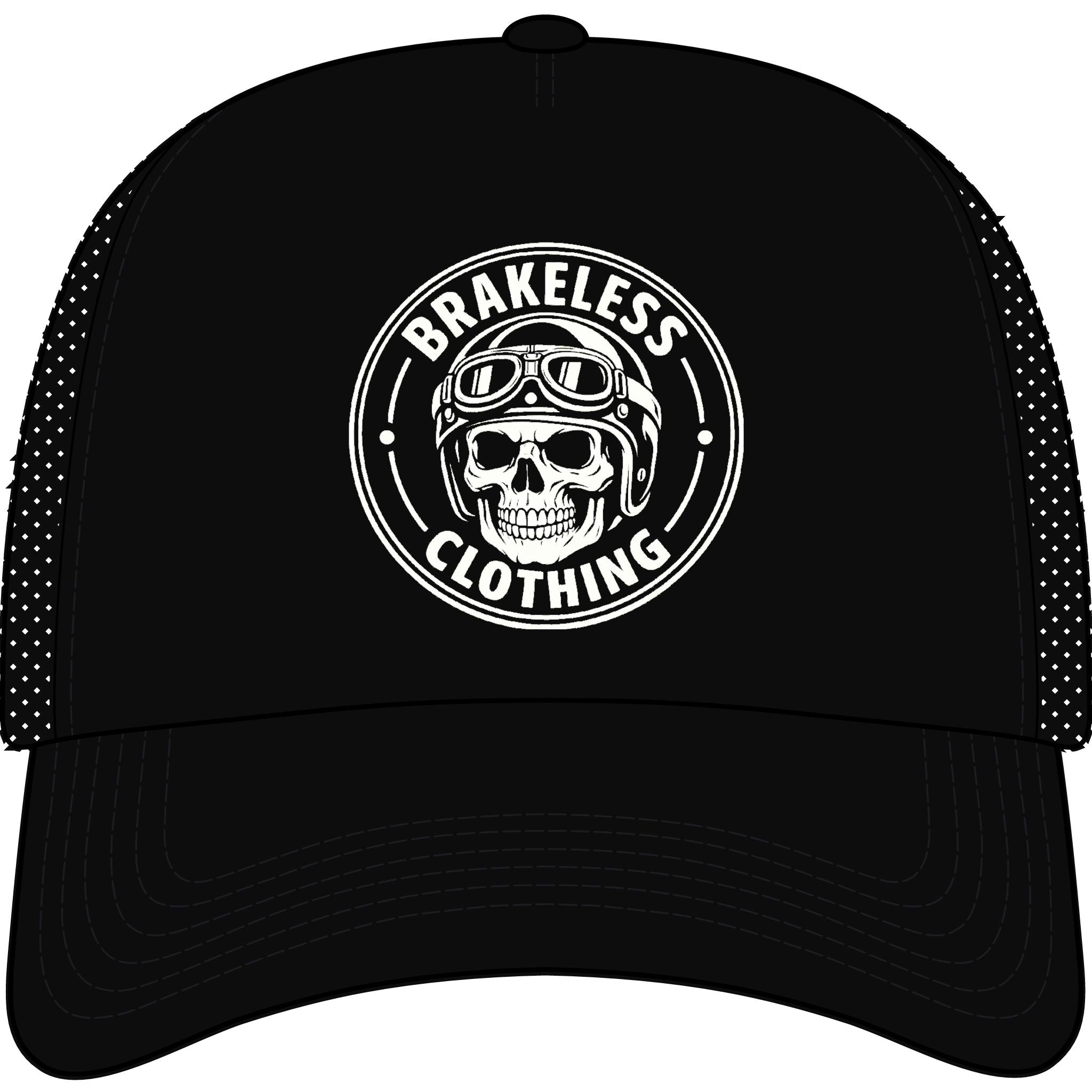 Brakeless Clothing Skull Trucker Cap — Retro Biker Foam Mesh Hat