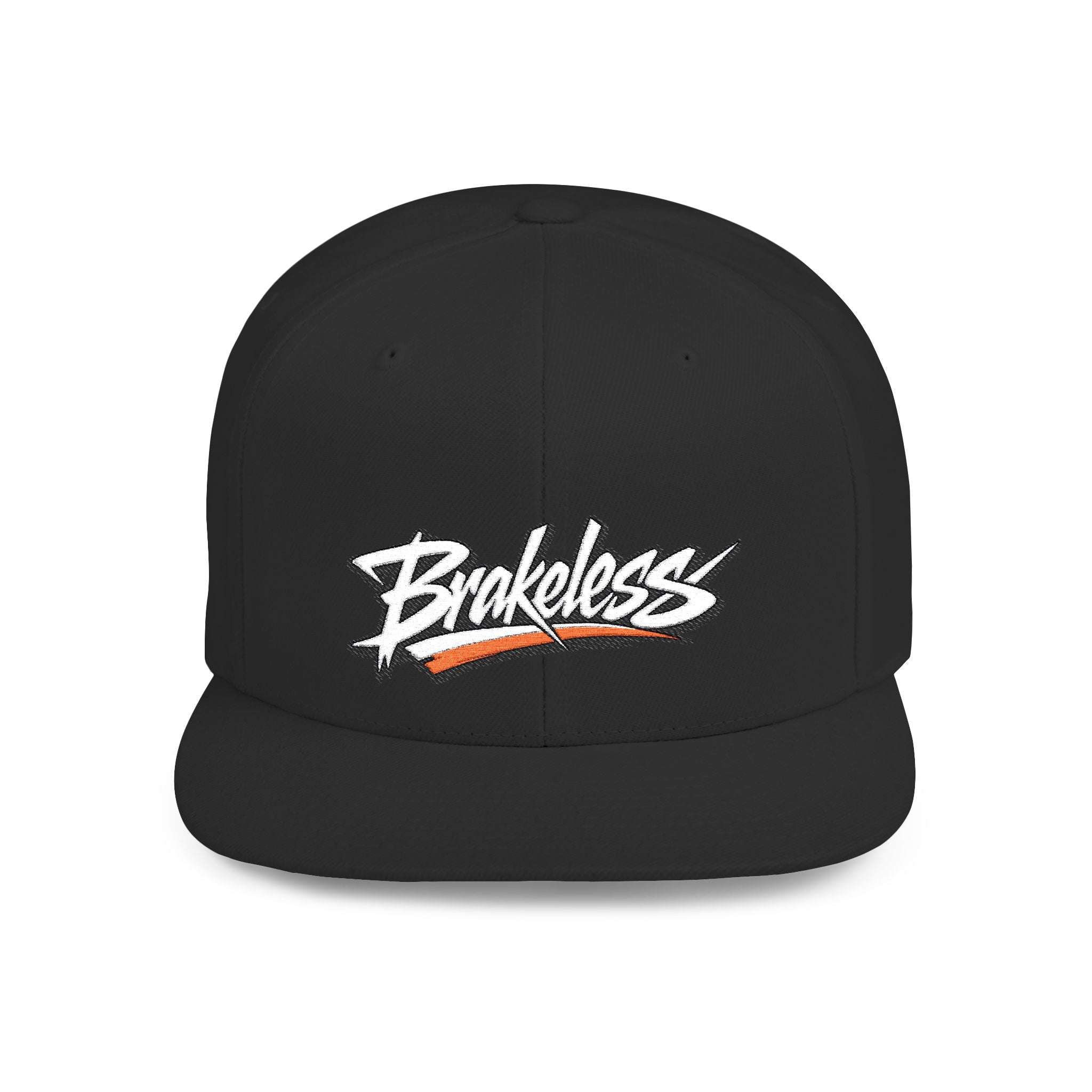 Brakeless Flat Bill Snapback Hat — Streetwear Grey Embroidered Cap