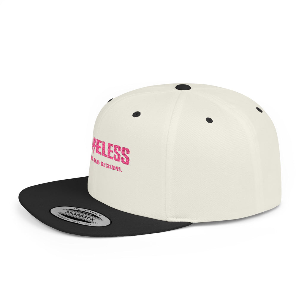 Camo Flat Bill Snapback Hat — BRAVELESS Pink Embroidered Slogan