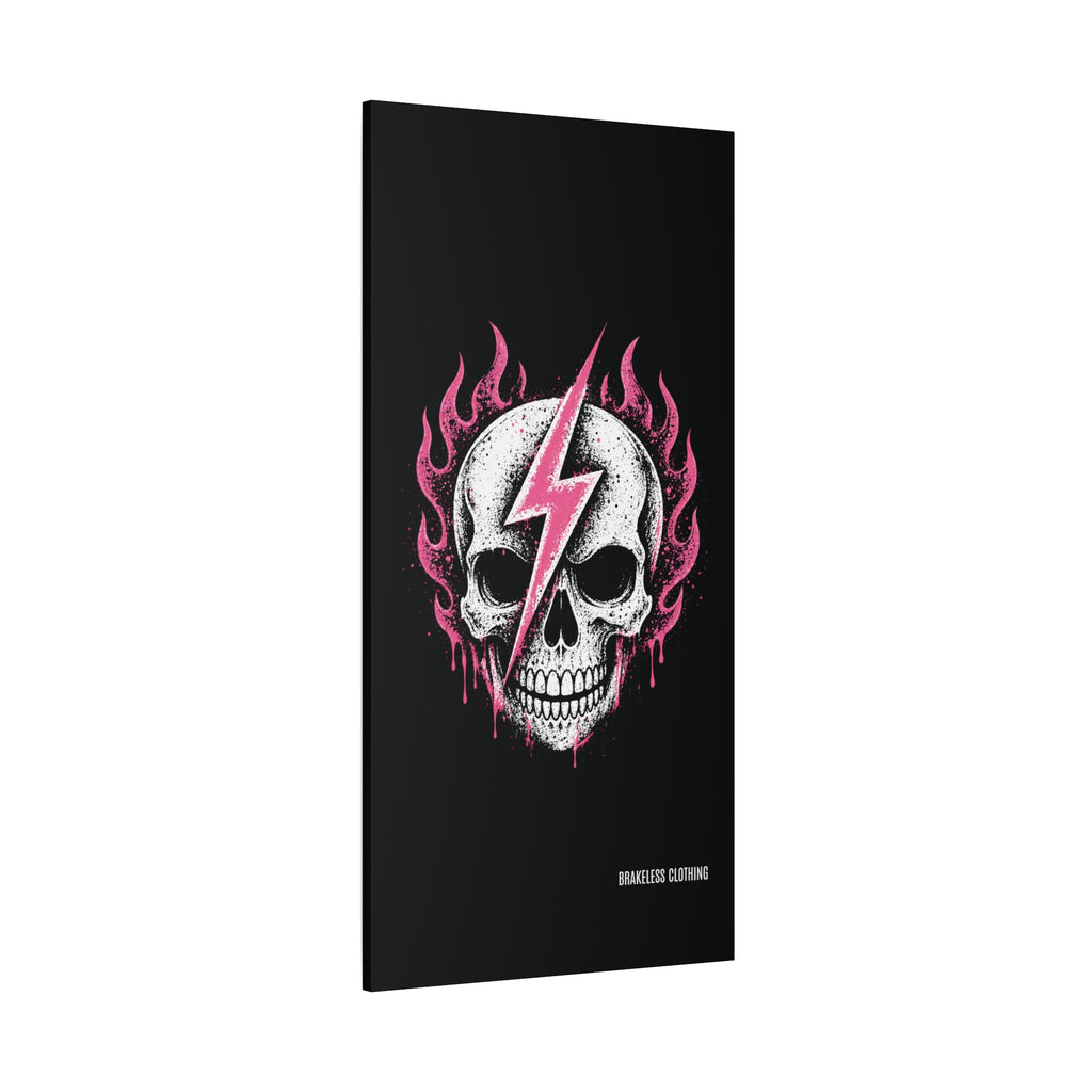 Pink Lightning Skull Canvas - BRAKELESS SEND IT ART