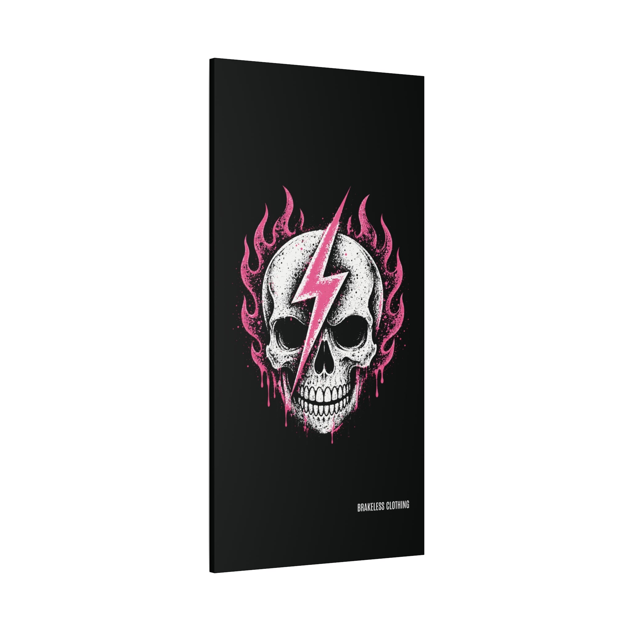 Pink Lightning Skull Canvas - BRAKELESS SEND IT ART