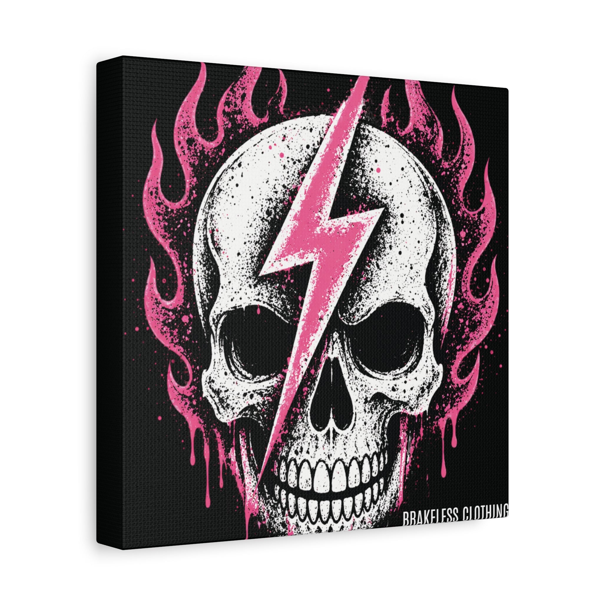 Pink Lightning Skull Canvas - BRAKELESS SEND IT ART
